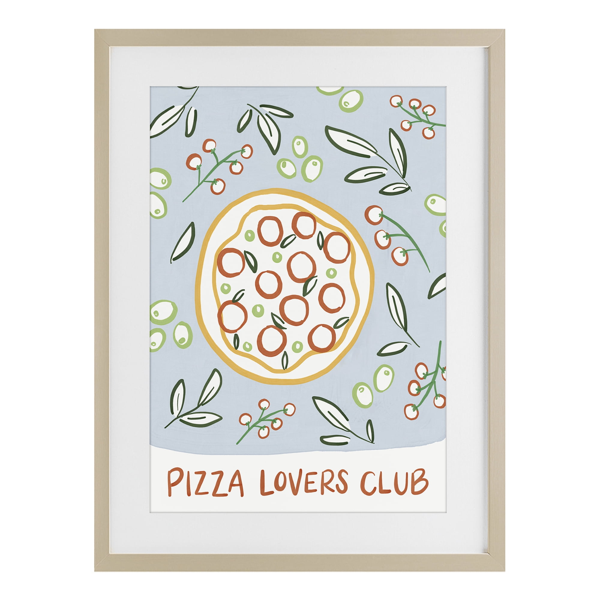 Stupell Industries Pizza Lovers Club Birch Framed Print Under Glass, design by Amanda Houston
