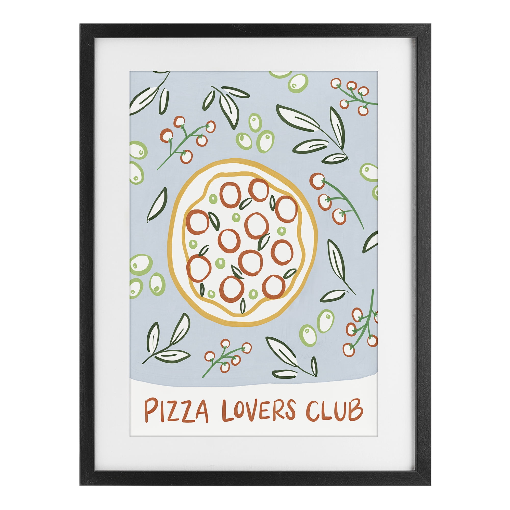 Stupell Industries Pizza Lovers Club Black Framed Print Under Glass, design by Amanda Houston