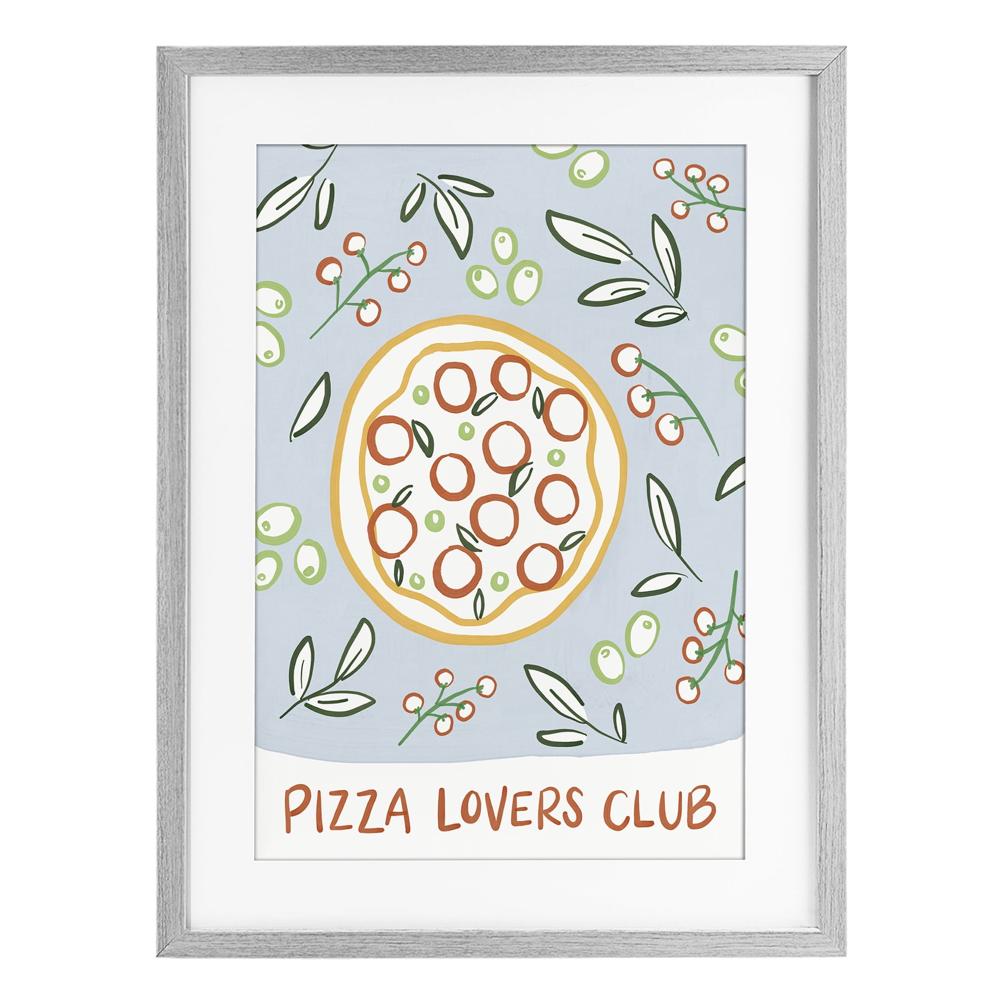 Stupell Industries Pizza Lovers Club Gray Framed Print Under Glass, design by Amanda Houston