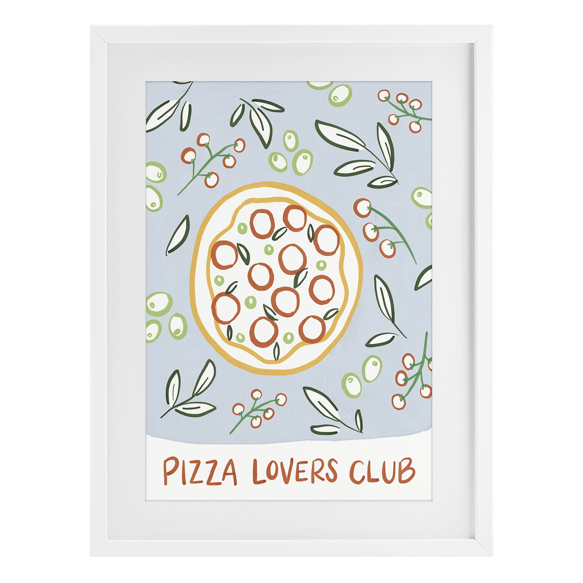 Stupell Industries Pizza Lovers Club White Framed Print Under Glass, design by Amanda Houston