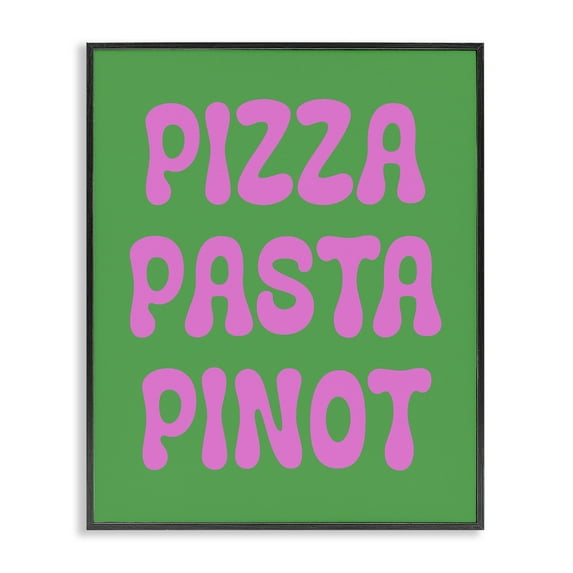 Stupell Industries Pizza Pasta Pinot Food & Beverage Painting Black Framed Art Print Wall Art, 24 x 30