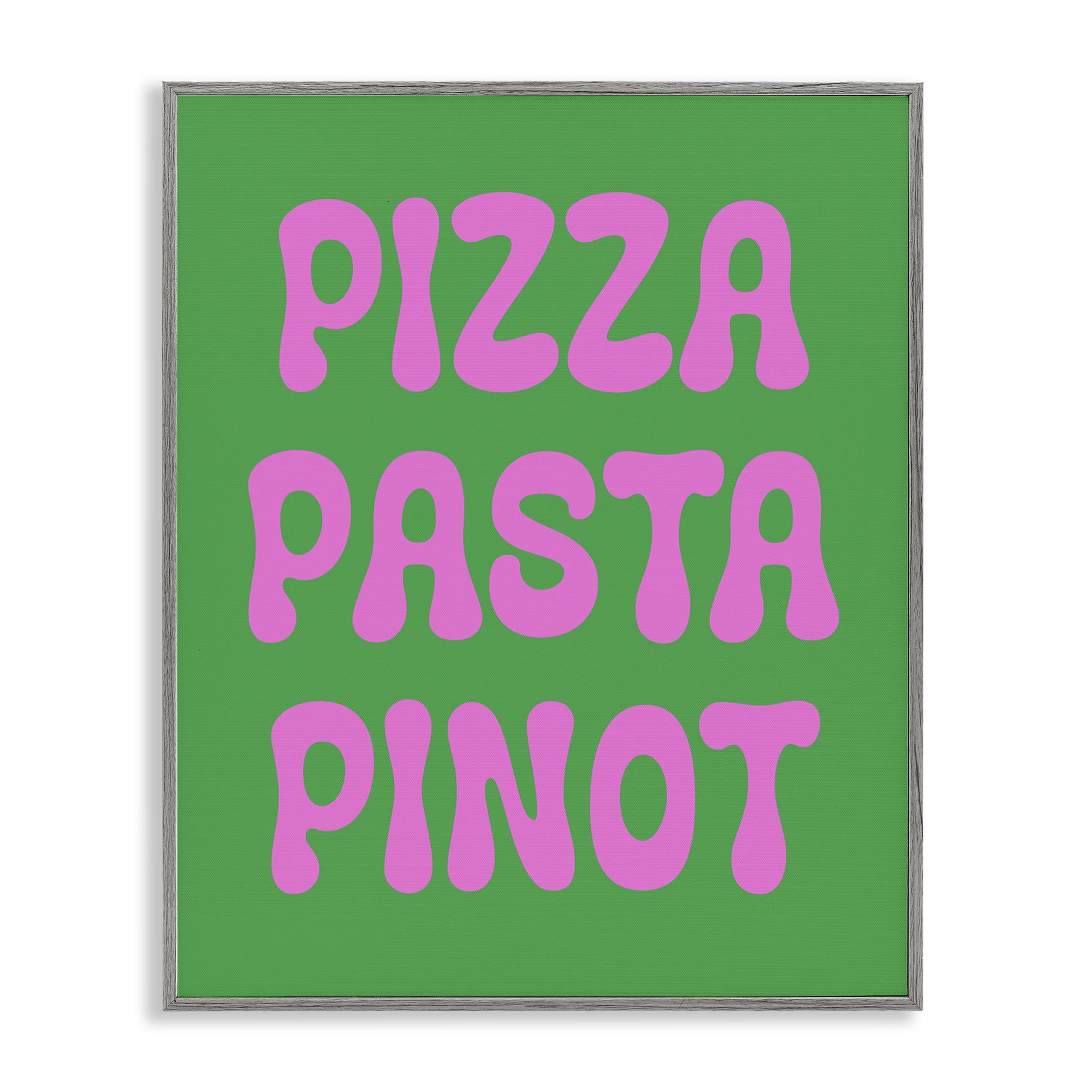 Stupell Industries Pizza Pasta Pinot Food & Beverage Painting Gray Framed Art Print Wall Art, 16 x 20