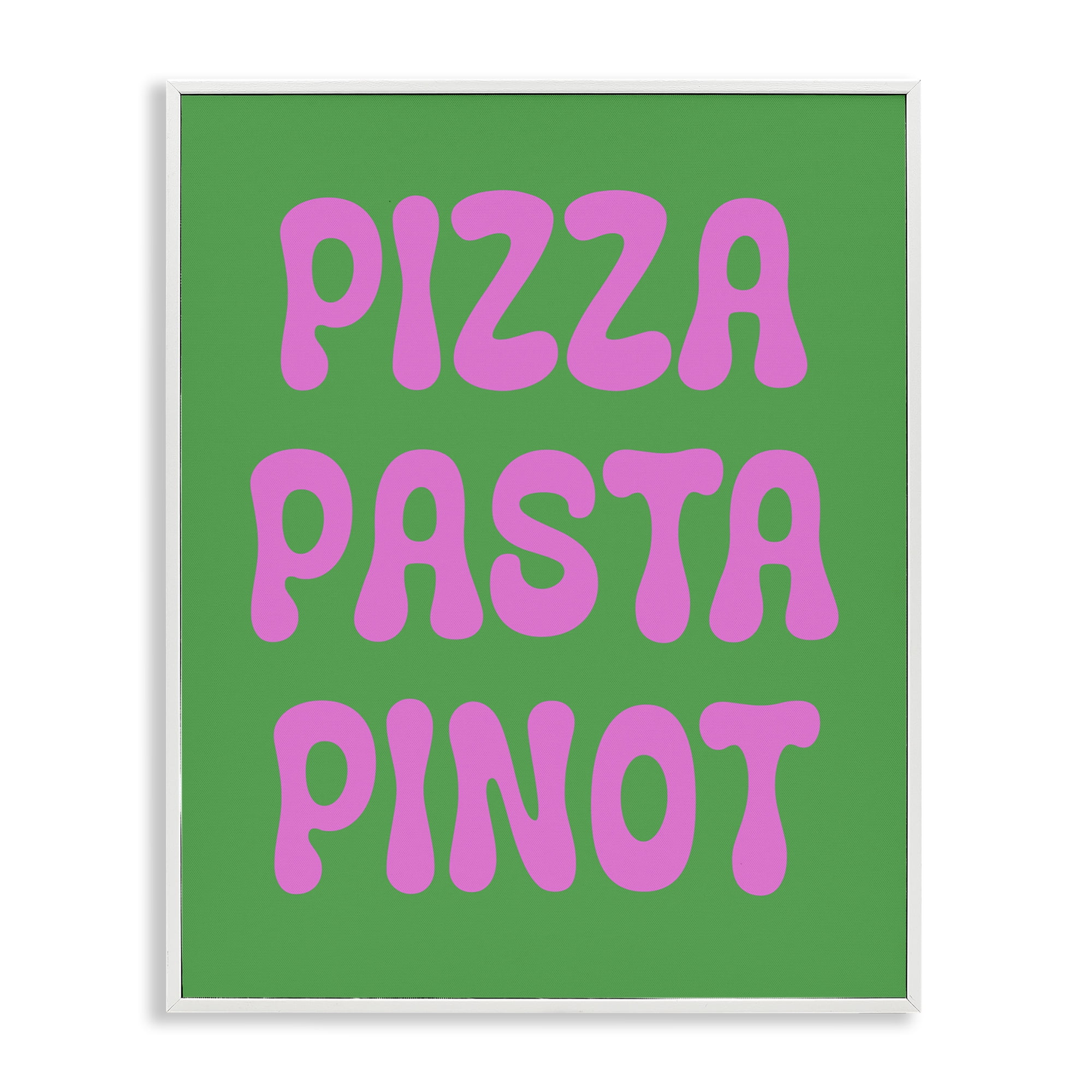 Stupell Industries Pizza Pasta Pinot Food & Beverage Painting White Framed Art Print Wall Art, 16 x 20