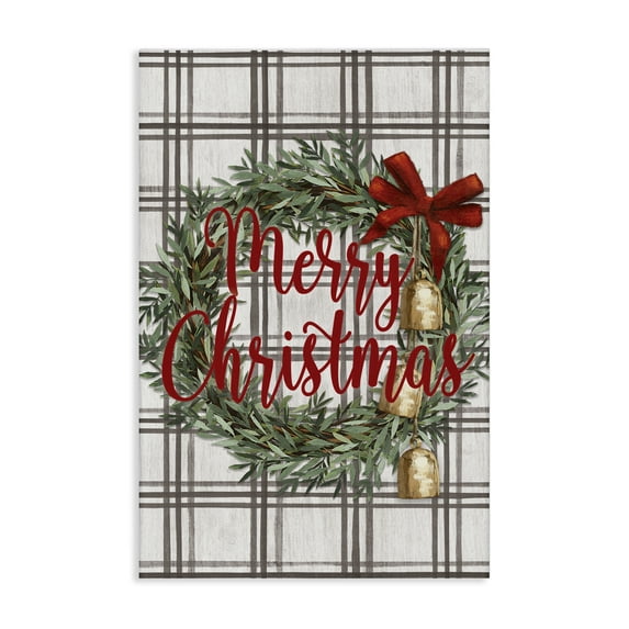 Stupell Industries Plaid Christmas Wreath Holiday Painting Gallery Wrapped Canvas Art Prints Wall Art, 30 x 45