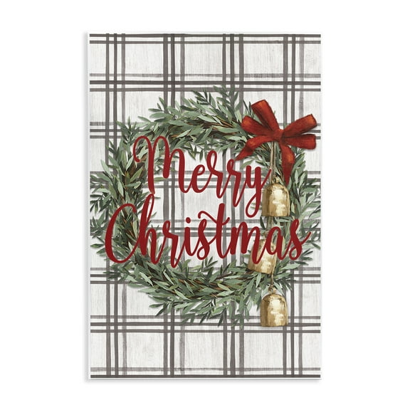 Stupell Industries Plaid Christmas Wreath Holiday Painting Unframed Art Prints Wall Art, 10 x 15