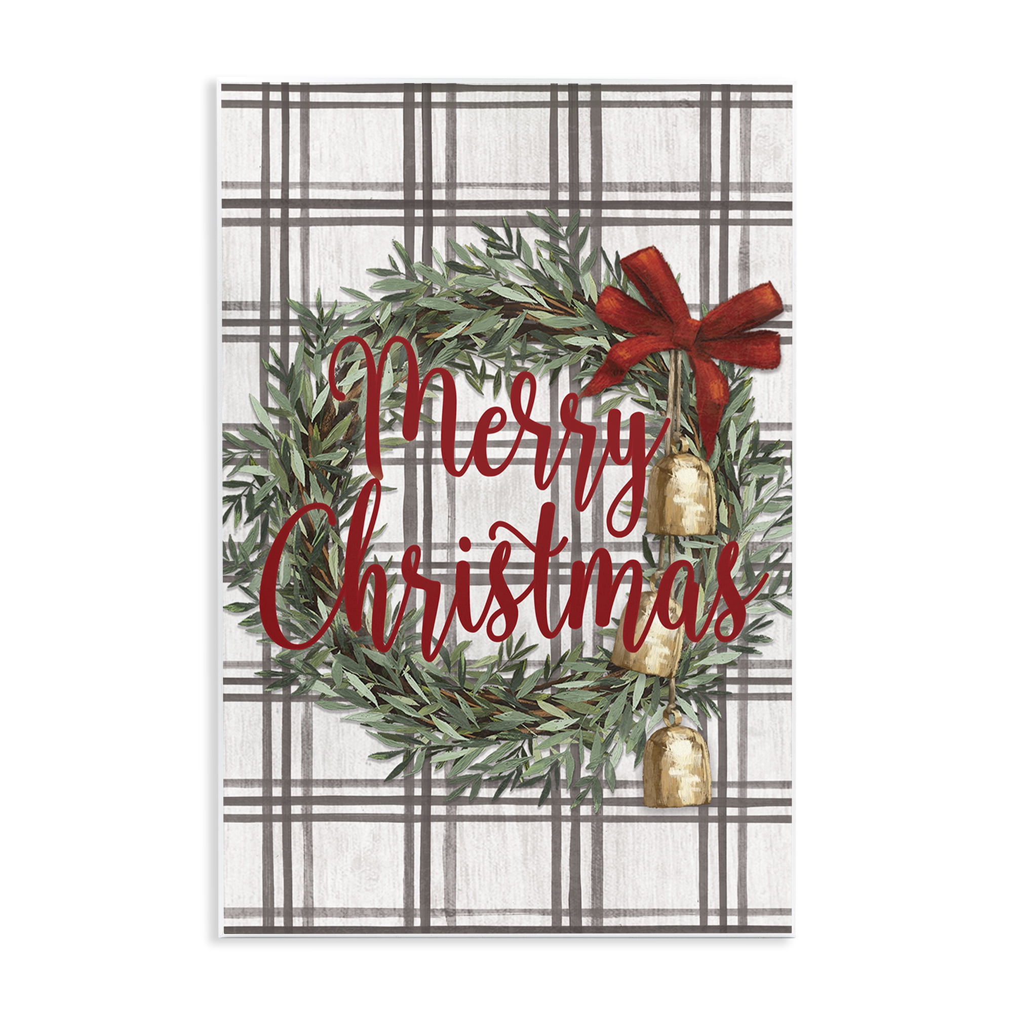 Stupell Industries Plaid Christmas Wreath Holiday Painting Unframed Art Prints Wall Art, 13 x 19