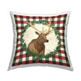 thumbnail image 1 of Stupell Industries Plaid Holiday Elk 18" x 18" Holiday Plaid Polyester Throw Pillow, Zip Closure 1 Count, 1 of 6