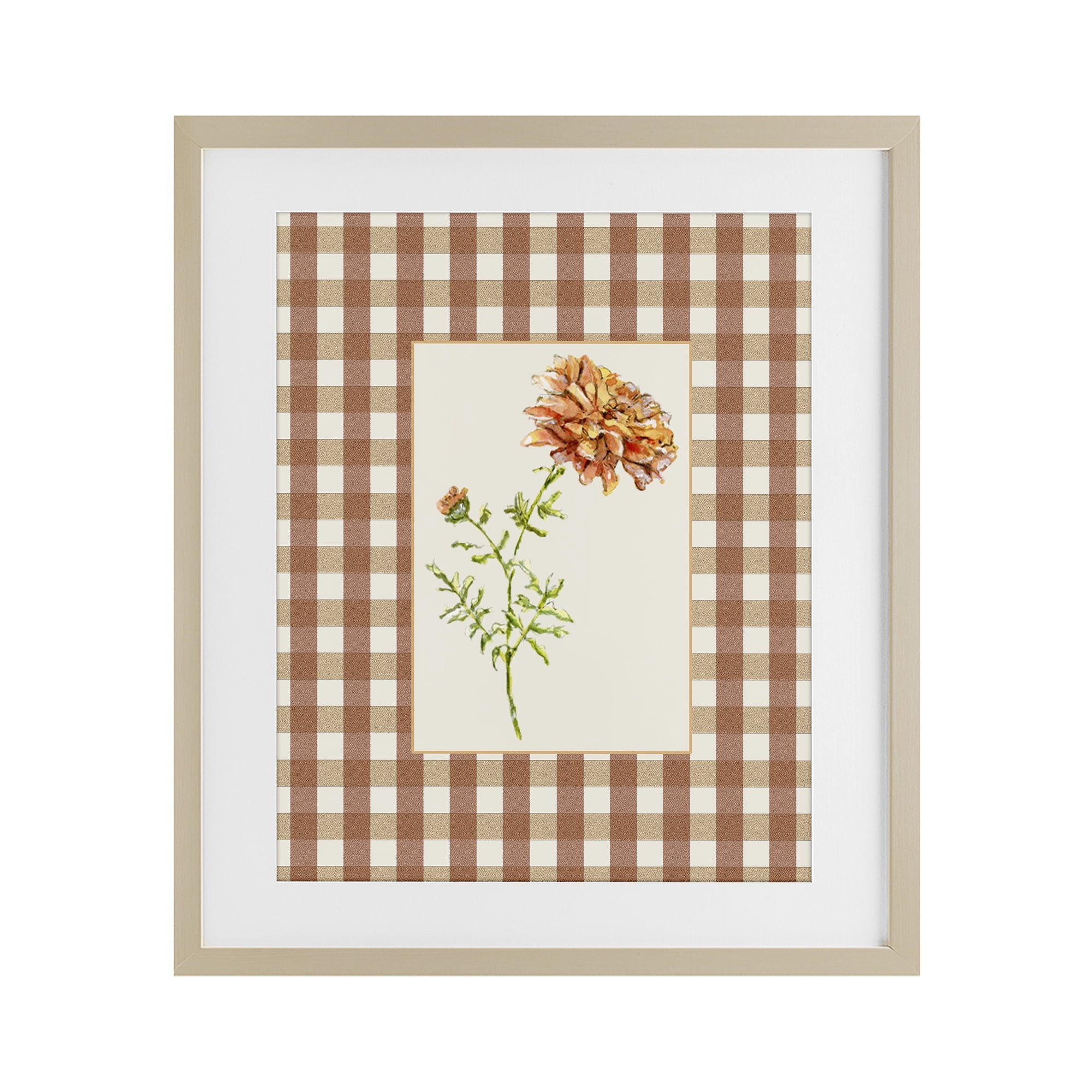 Stupell Industries Plaid Marigold Flower Birch Framed Print Under Glass, design by Lisa Wehmeyer