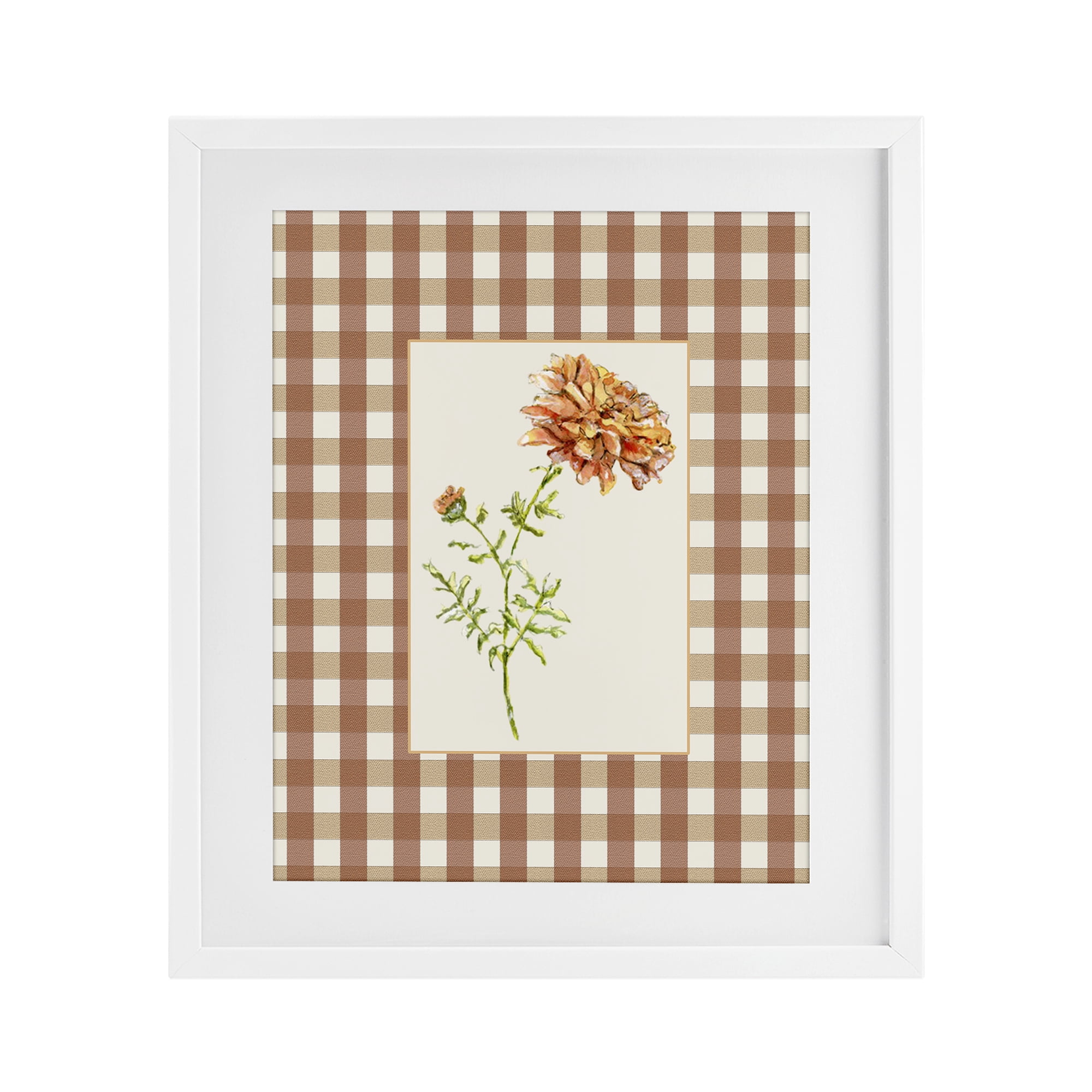 Stupell Industries Plaid Marigold Flower White Framed Print Under Glass, design by Lisa Wehmeyer