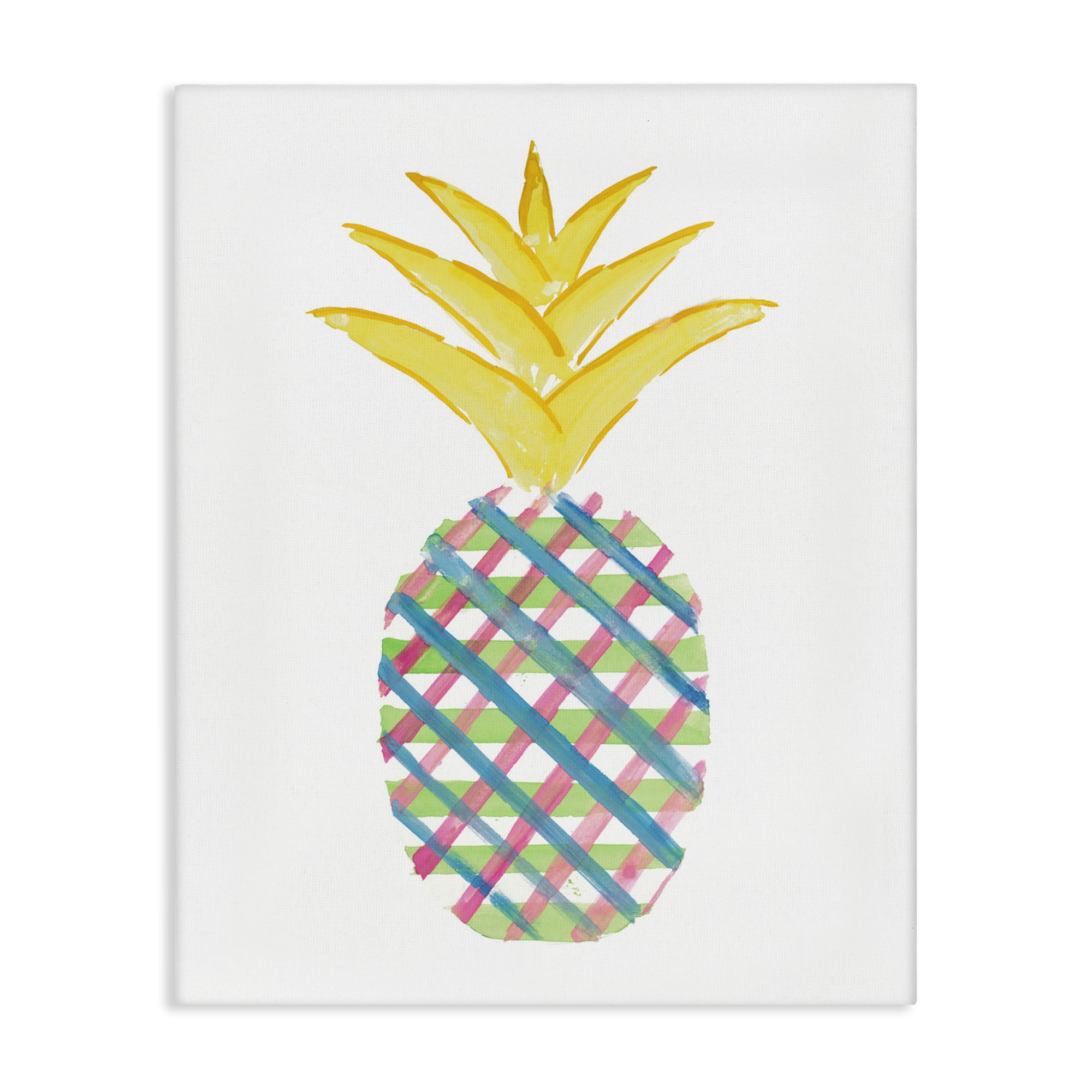 Stupell Industries Plaid Patterned Pineapple Food & Beverage Painting Gallery Wrapped Canvas Art Print Wall Art, 24 x 30