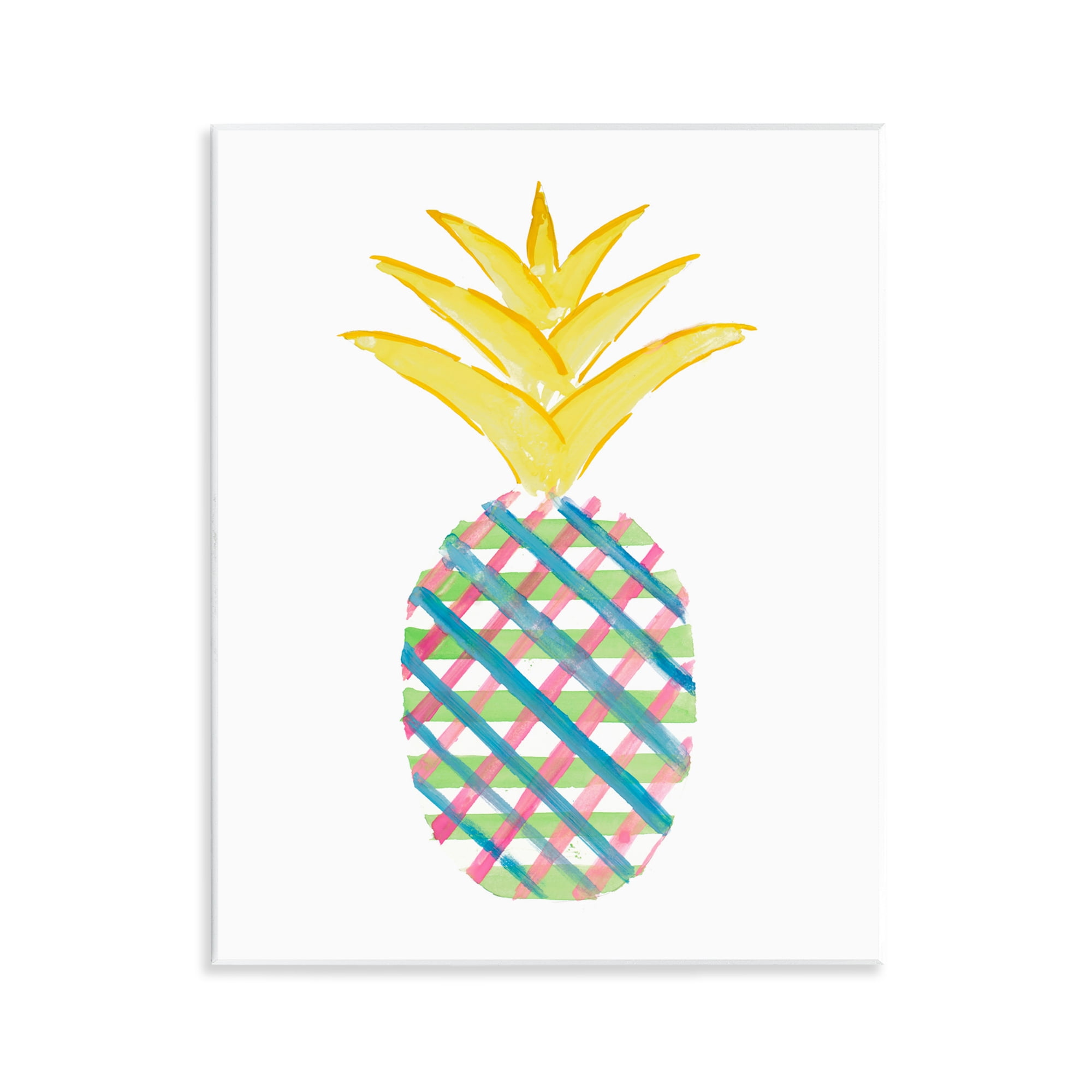 Stupell Industries Plaid Patterned Pineapple Food & Beverage Painting Unframed Art Print Wall Art, 11 x 14