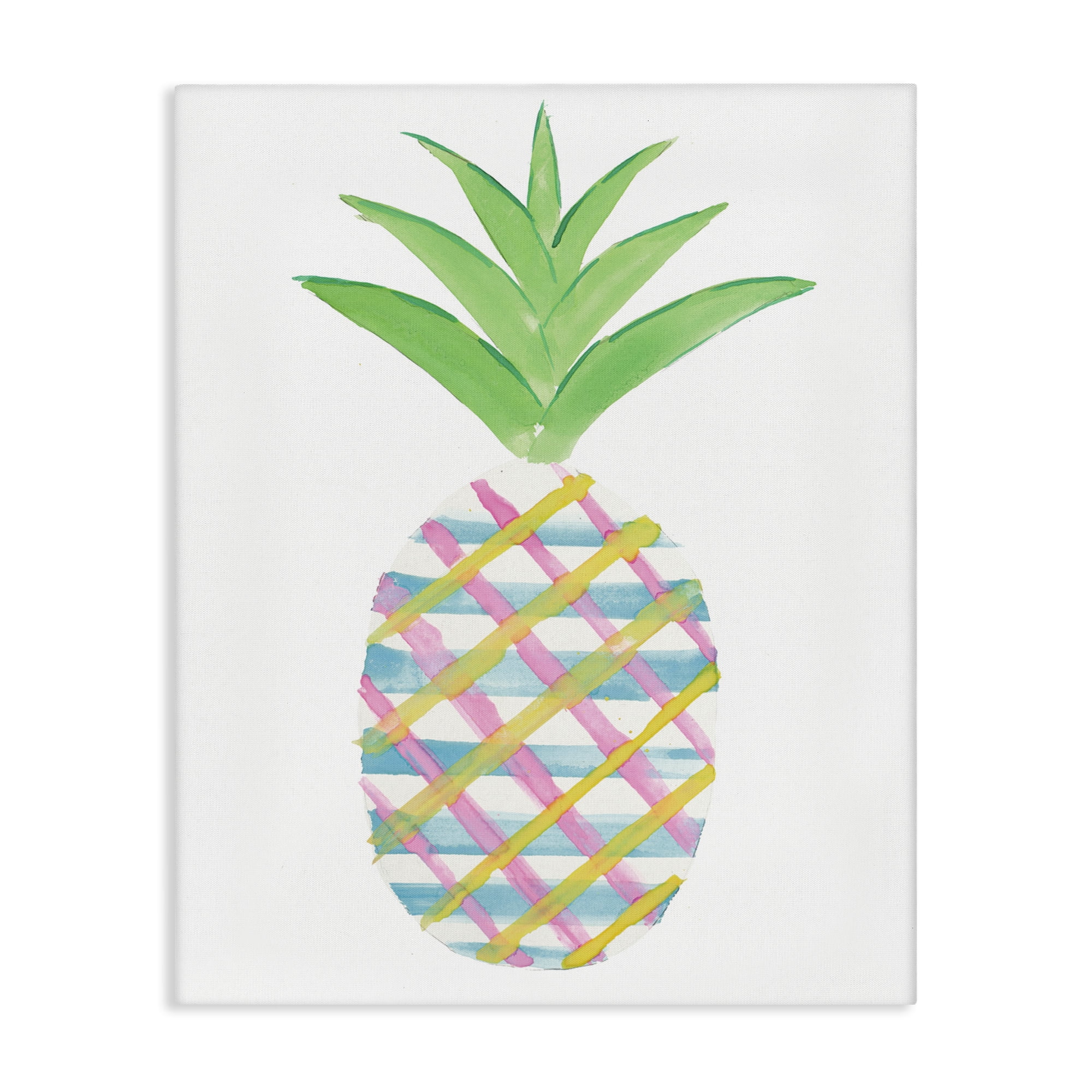 Stupell Industries Plaid Pineapple Fruit Food & Beverage Painting Gallery Wrapped Canvas Art Print Wall Art, 16 x 20
