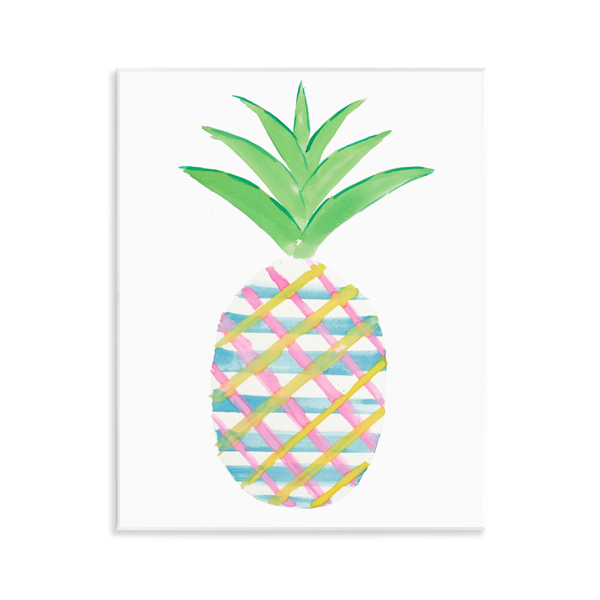 Stupell Industries Plaid Pineapple Fruit Food & Beverage Painting Unframed Art Print Wall Art, 11 x 14