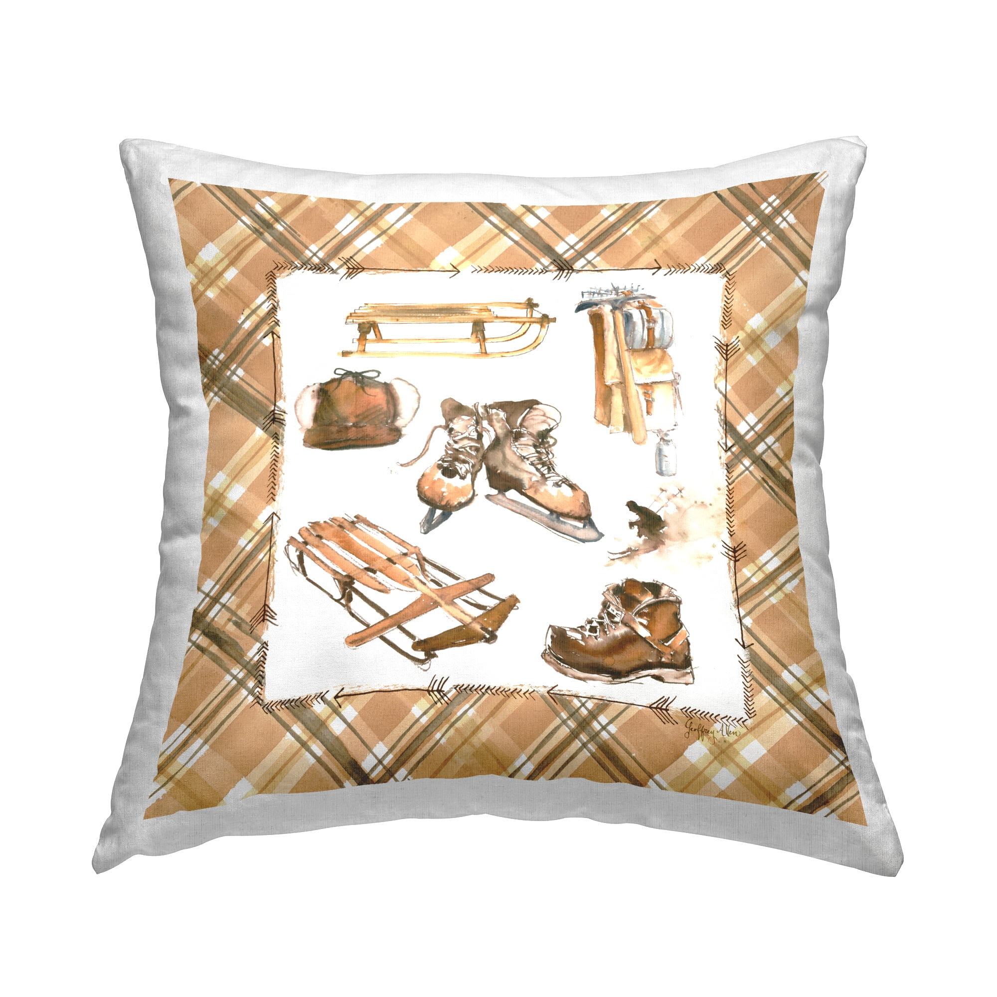 Stupell Industries Plaid Winter Sports Decorative Printed Throw Pillow Design by Geoff Allen.