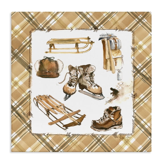 Stupell Industries Farmhouse Plaid Winter Sports Canvas Art, 24 x 24, by Geoff Allen