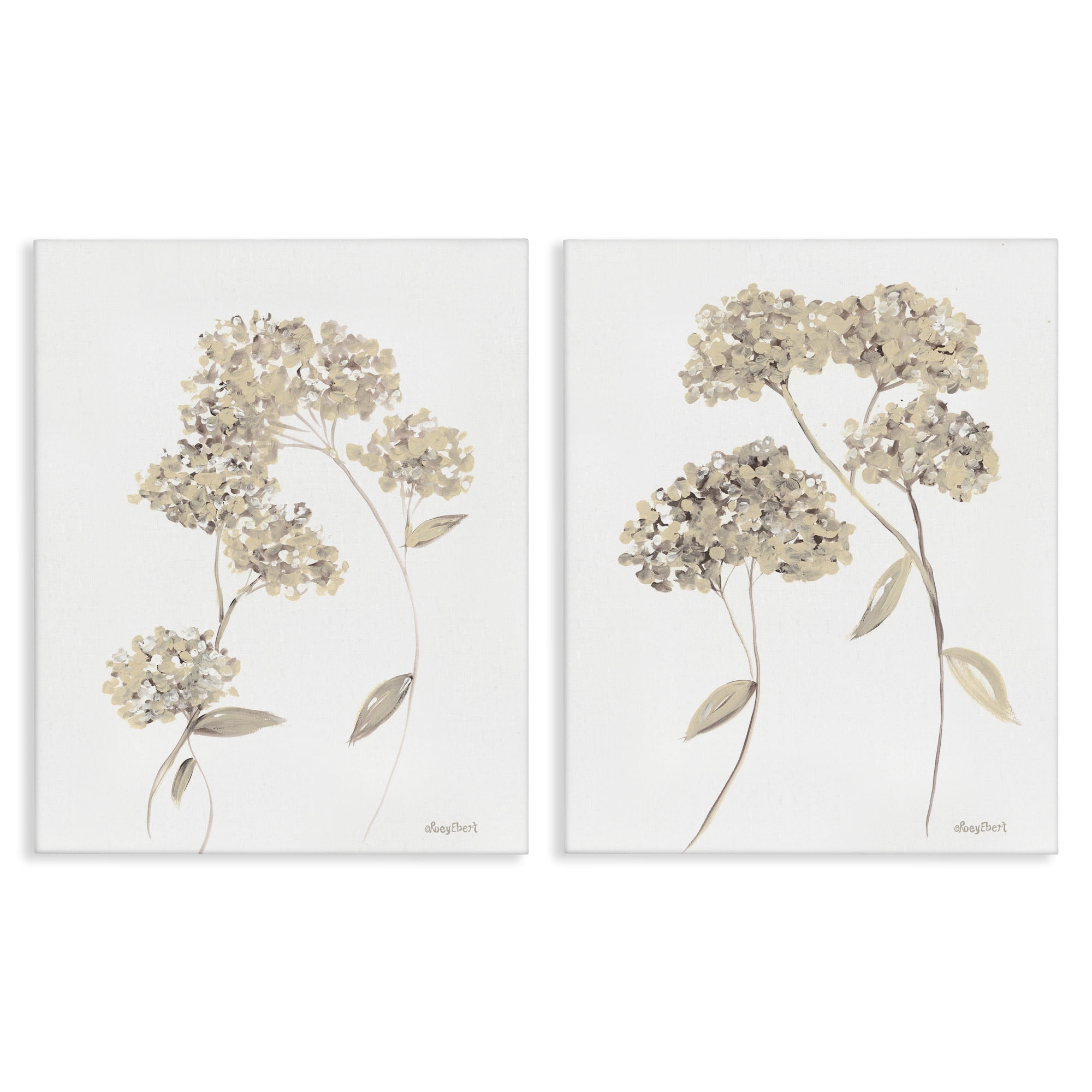 Stupell Industries Plain Beige Blossom Sprig Plants & Flowers Painting Wrapped Canvas Art Print Wall Art, 24 x 30, Set of 2