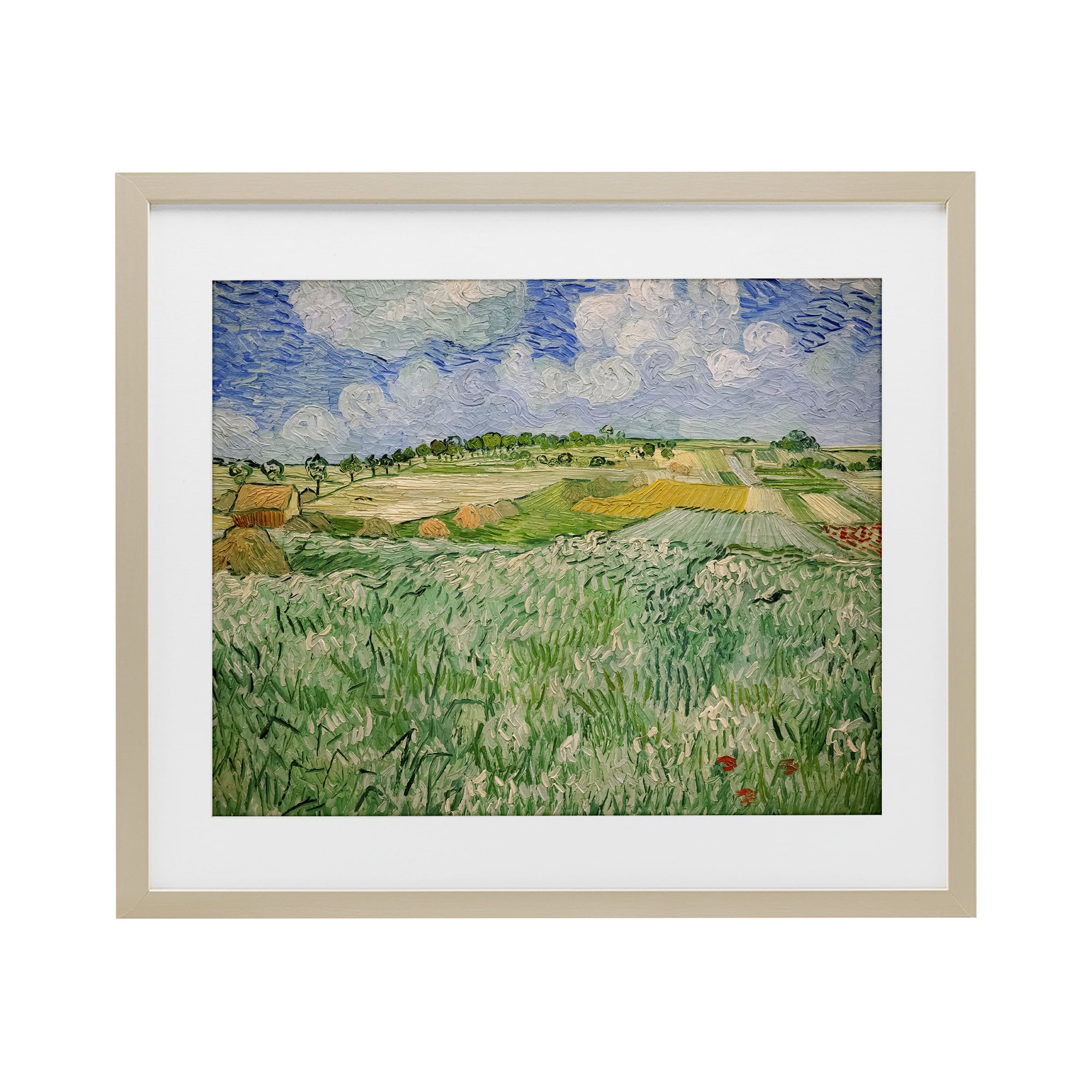 Stupell Industries Plain Near Auvers Painting Birch Framed Print Under Glass, design by Vincent Van Gogh