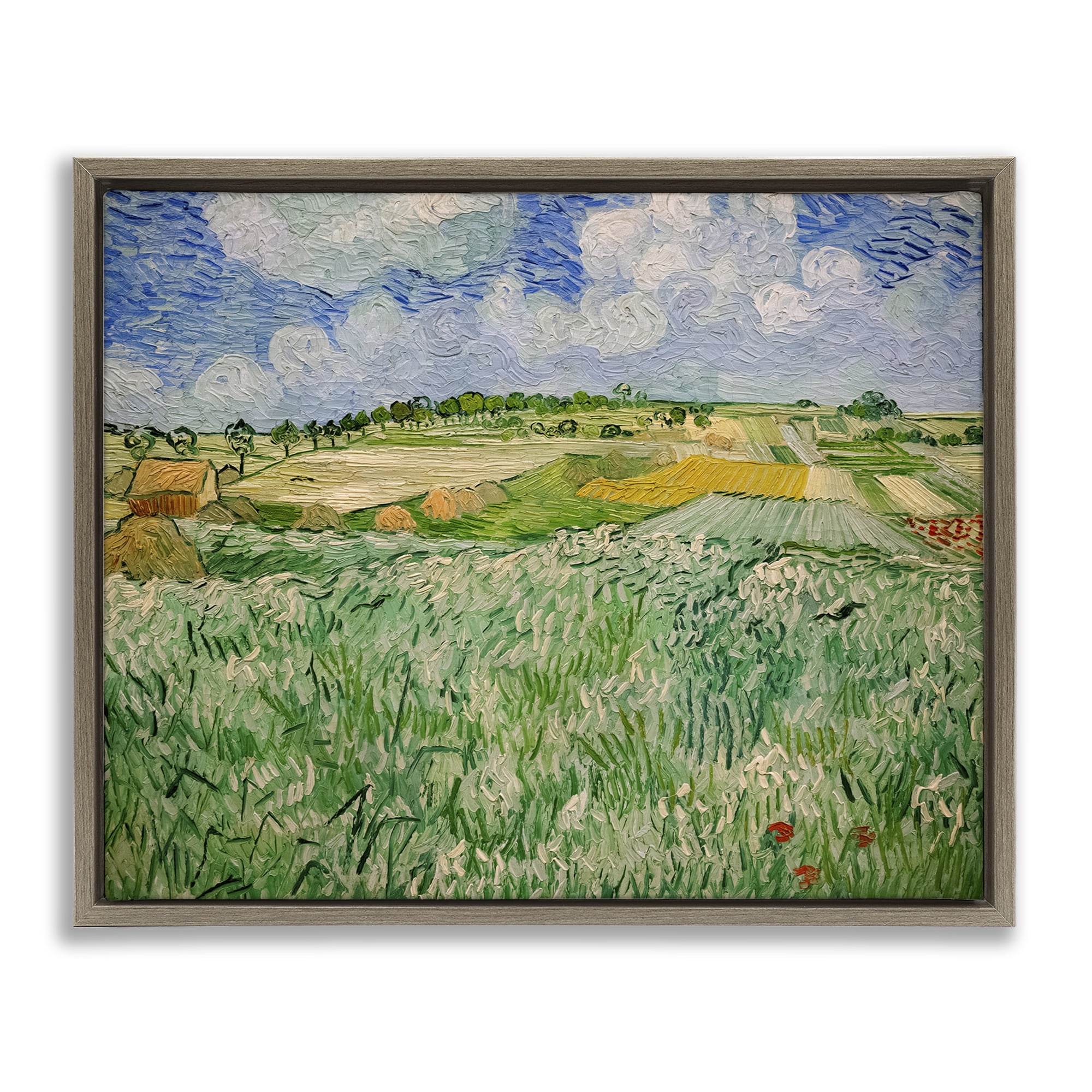Stupell Industries Plain Near Auvers Painting Brown Framed Floater Canvas Wall Art, design by Vincent Van Gogh