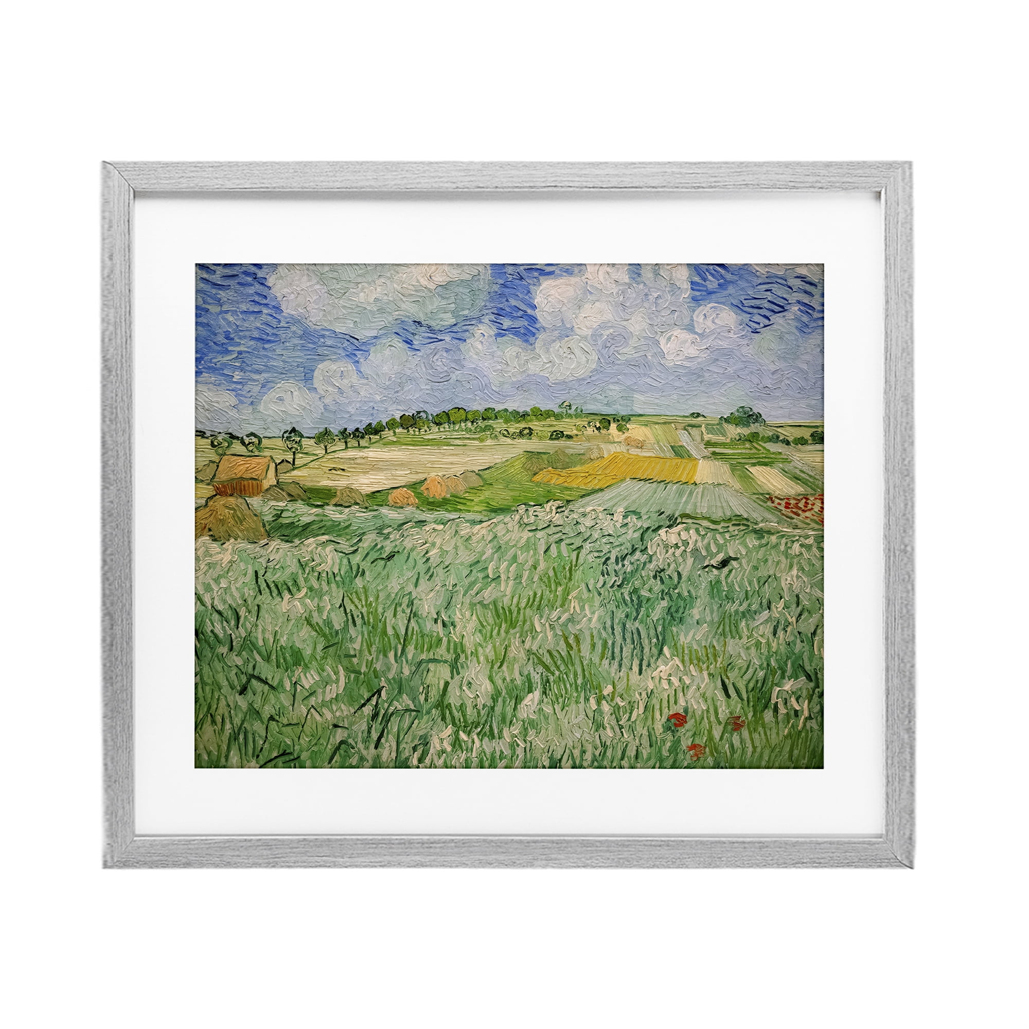 Stupell Industries Plain Near Auvers Painting Gray Framed Print Under Glass, design by Vincent Van Gogh