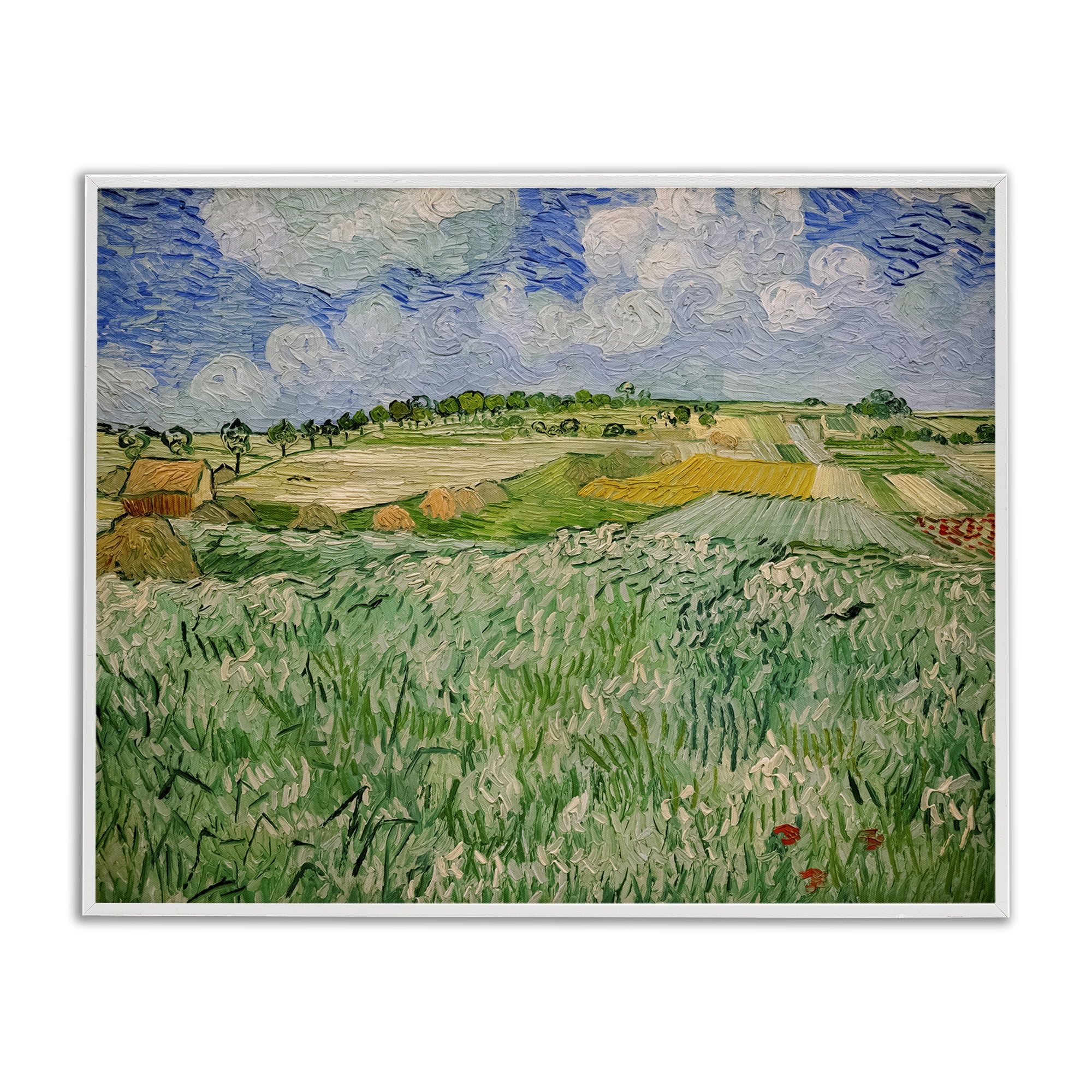 Stupell Industries Plain Near Auvers Painting White Framed Giclee Art, design by Vincent Van Gogh