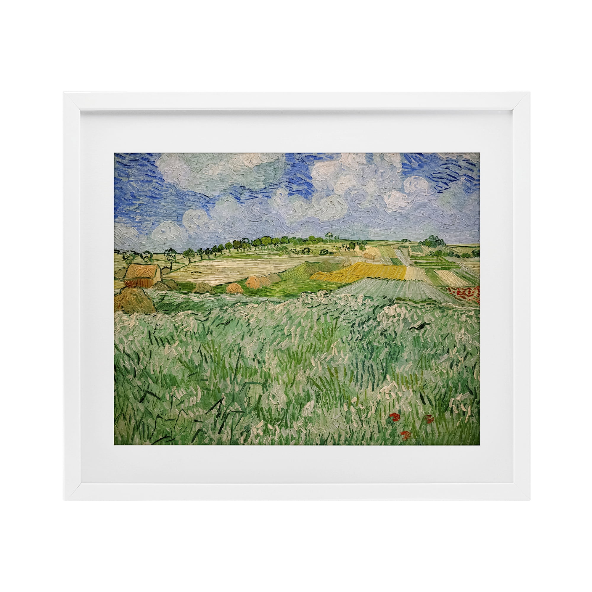 Stupell Industries Plain Near Auvers Painting White Framed Print Under Glass, design by Vincent Van Gogh