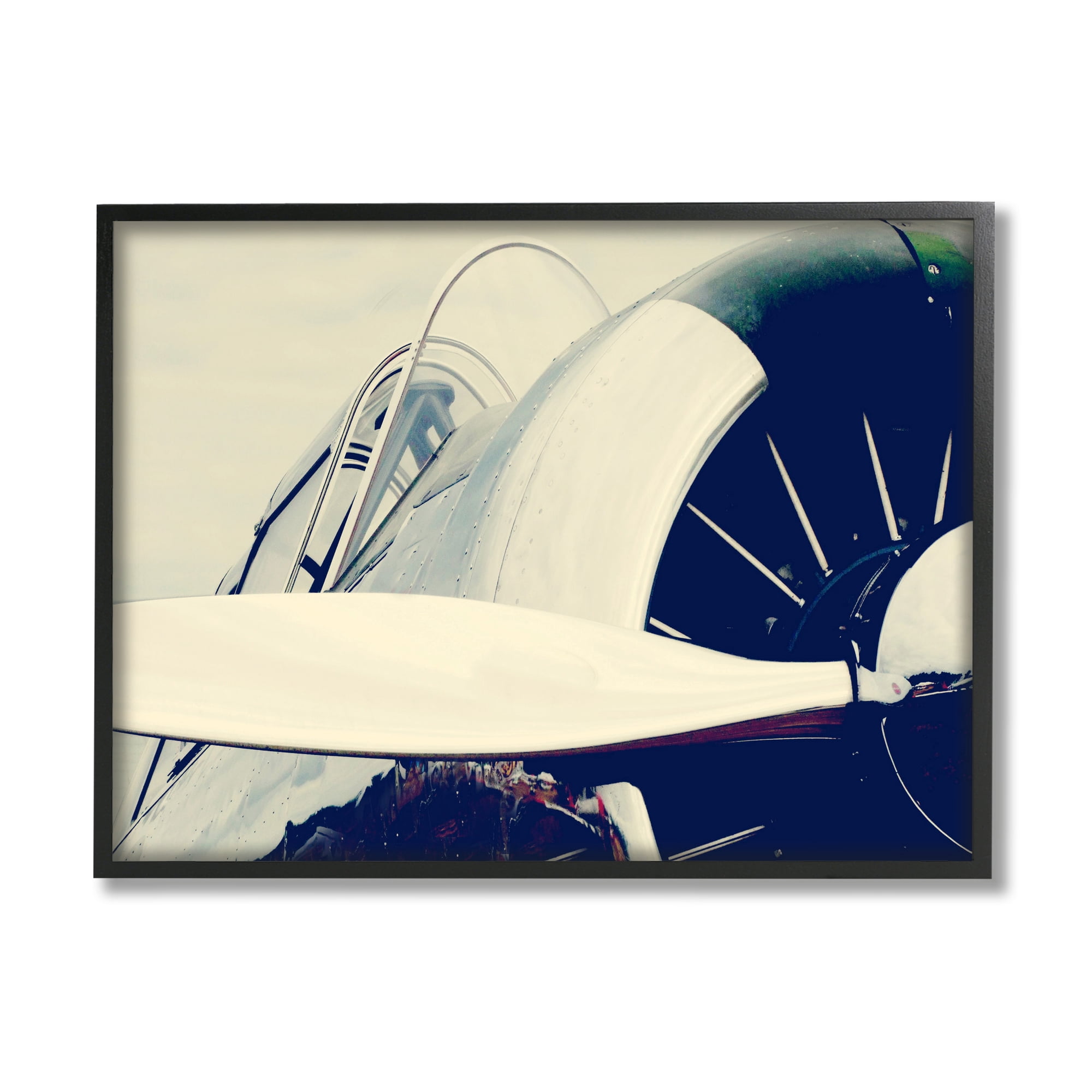 Stupell Industries Plane Propeller Close Up Modern Industrial Transportation Photography Black Framed Art Print Wall Art, 24 x 30