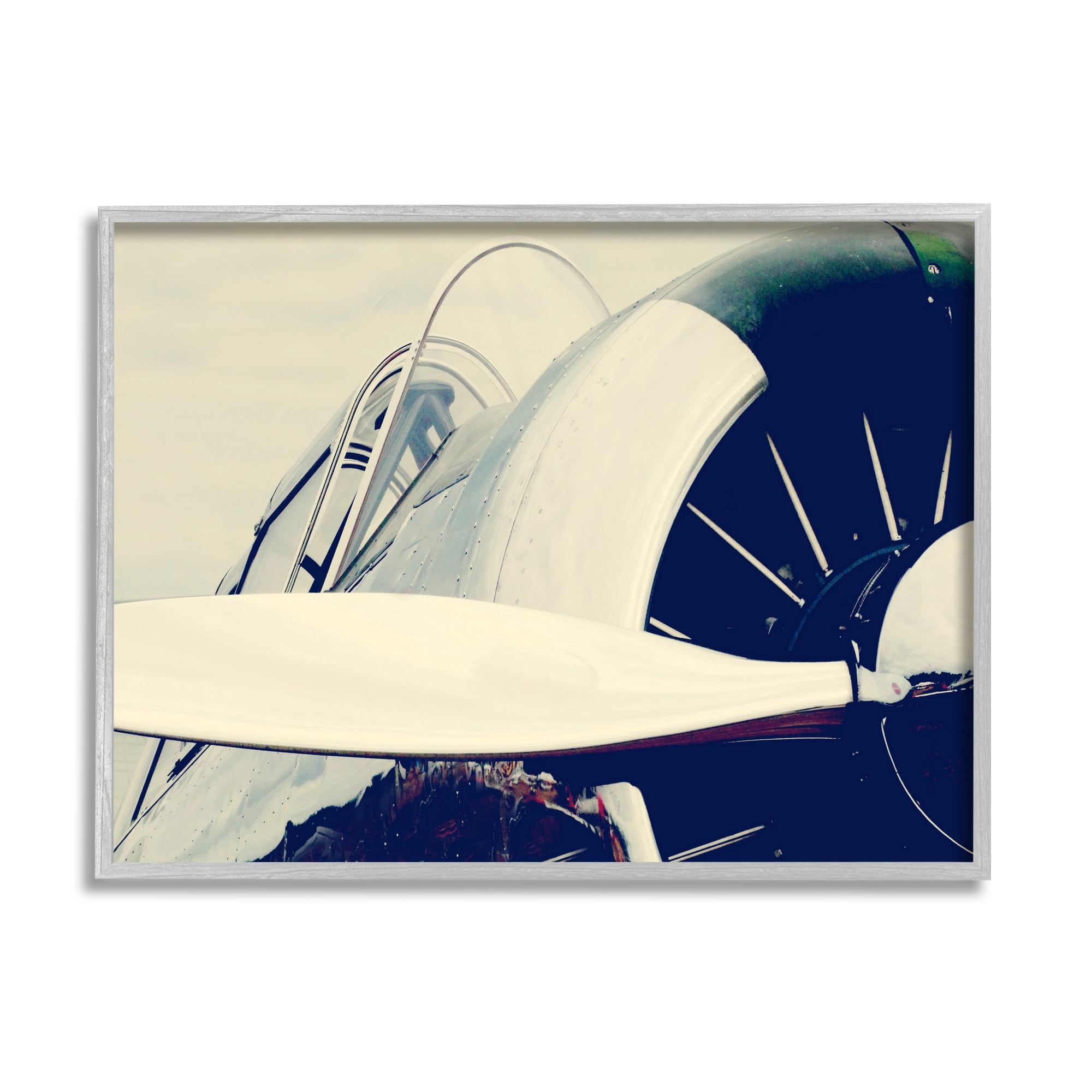 Stupell Industries Plane Propeller Close Up Modern Industrial Transportation Photography Gray Framed Art Print Wall Art, 16 x 20
