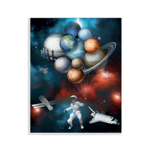 Stupell Industries Planet Balloons in Space Astrology & Stars Painting Unframed Art Print Wall Art, 11 x 14