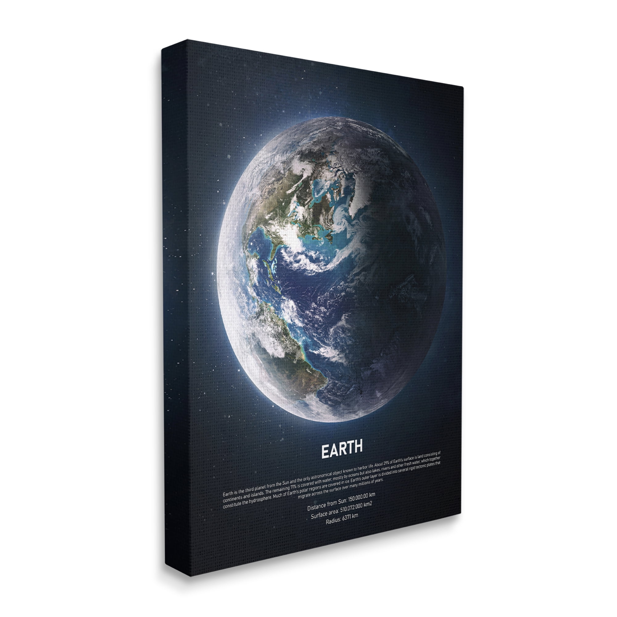 Stupell Industries Planet Earth Infographic Milk Way Outer Space Facts, 36 x 48, Designed by Design Fabrikken