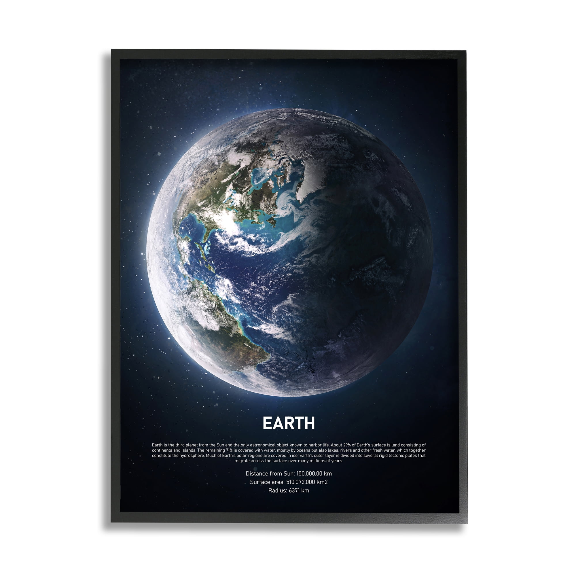 Stupell Industries Planet Earth Infographic Milk Way Outer Space Facts Novelty Photography Black Framed Art Print Wall Art, 24 x 30, Design by Design Fabrikken
