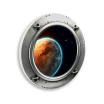 Stupell Industries Planet Spaceship Porthole STEM Painting Unframed Art Print Wall Art, 12 x 12