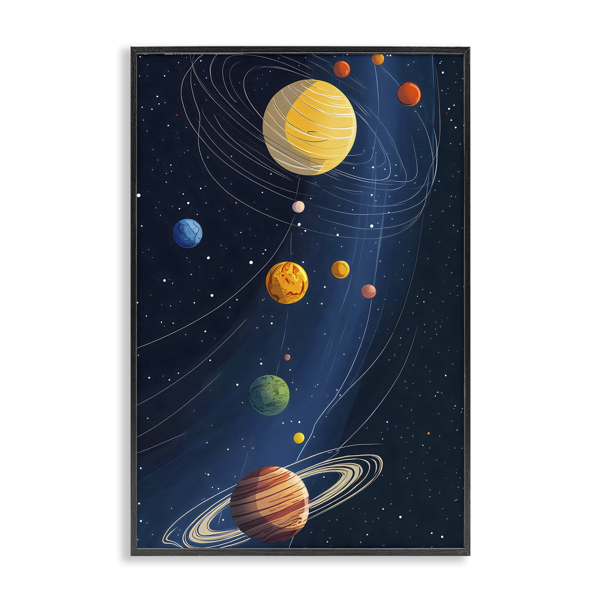 Stupell Industries Planets Aligned in Celestial Orbit Black Framed Giclee Art, design by Creative Studio
