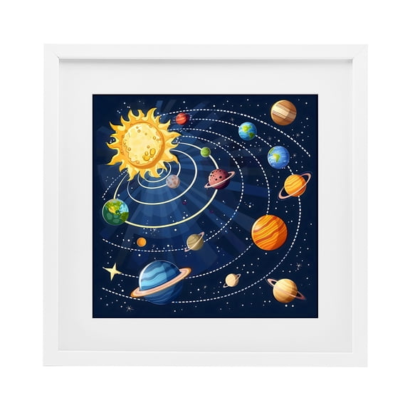 Stupell Industries Planets In Orbit White Framed Print Under Glass, design by Creative Studio