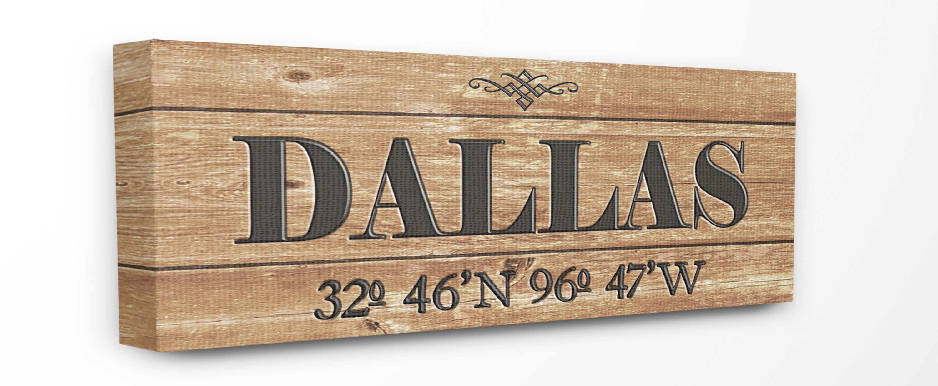 Stupell Industries Plank City Coordinates Dallas Town & City Painting Gallery Wrapped Canvas Art Print Wall Art, 10 x 24