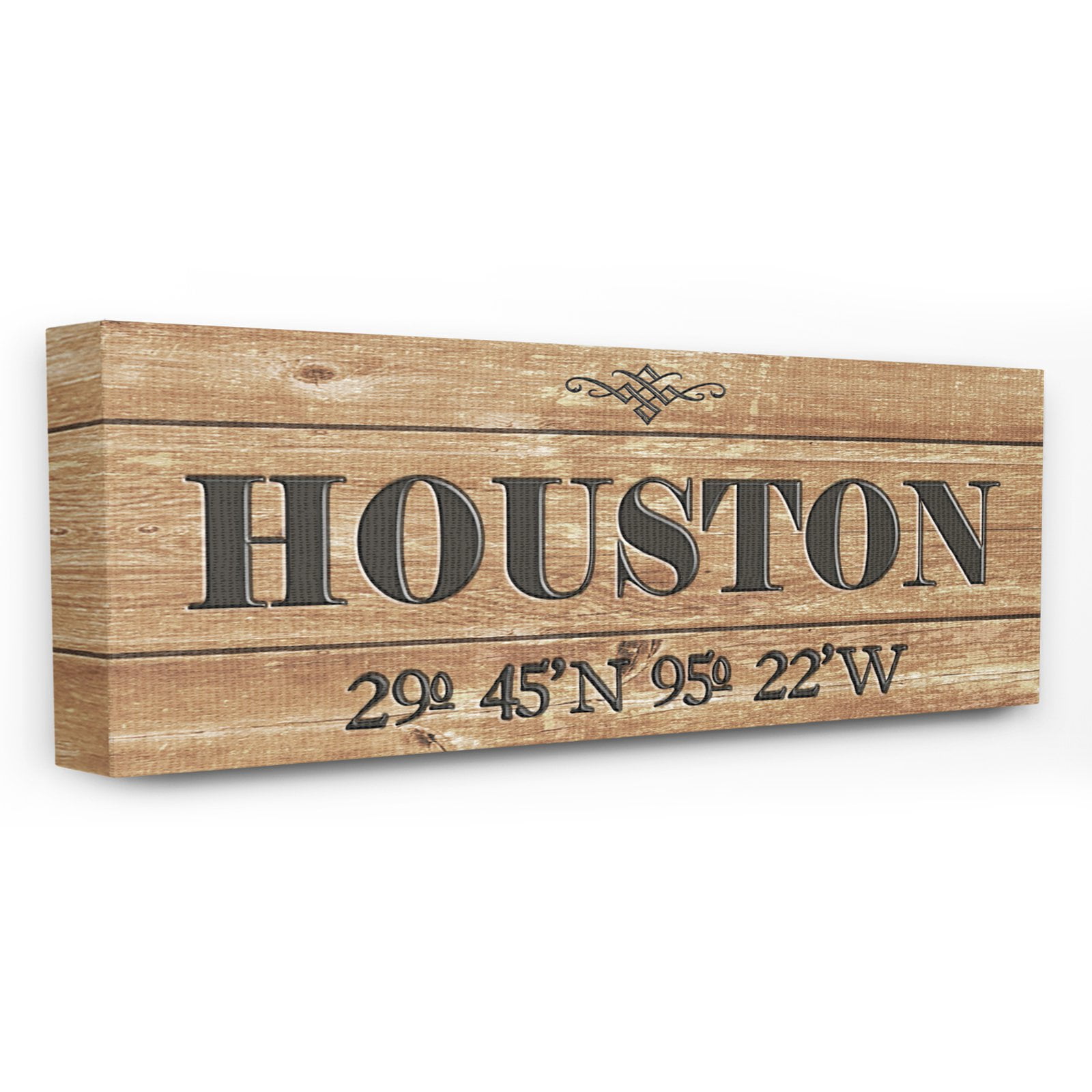 Stupell Industries Plank City Coordinates Houston Town & City Painting Gallery Wrapped Canvas Art Print Wall Art, 10 x 24