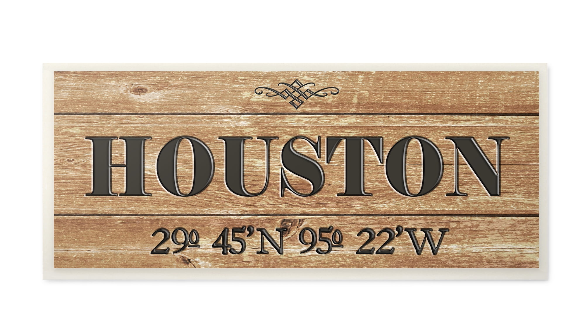 Stupell Industries Plank City Coordinates Houston Town & City Painting Unframed Art Print Wall Art, 7 x 17