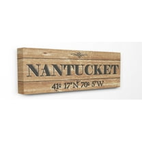 Stupell Industries Plank City Coordinates Nantucket Town & City Painting Gallery Wrapped Canvas Art Print Wall Art, 10 x 24