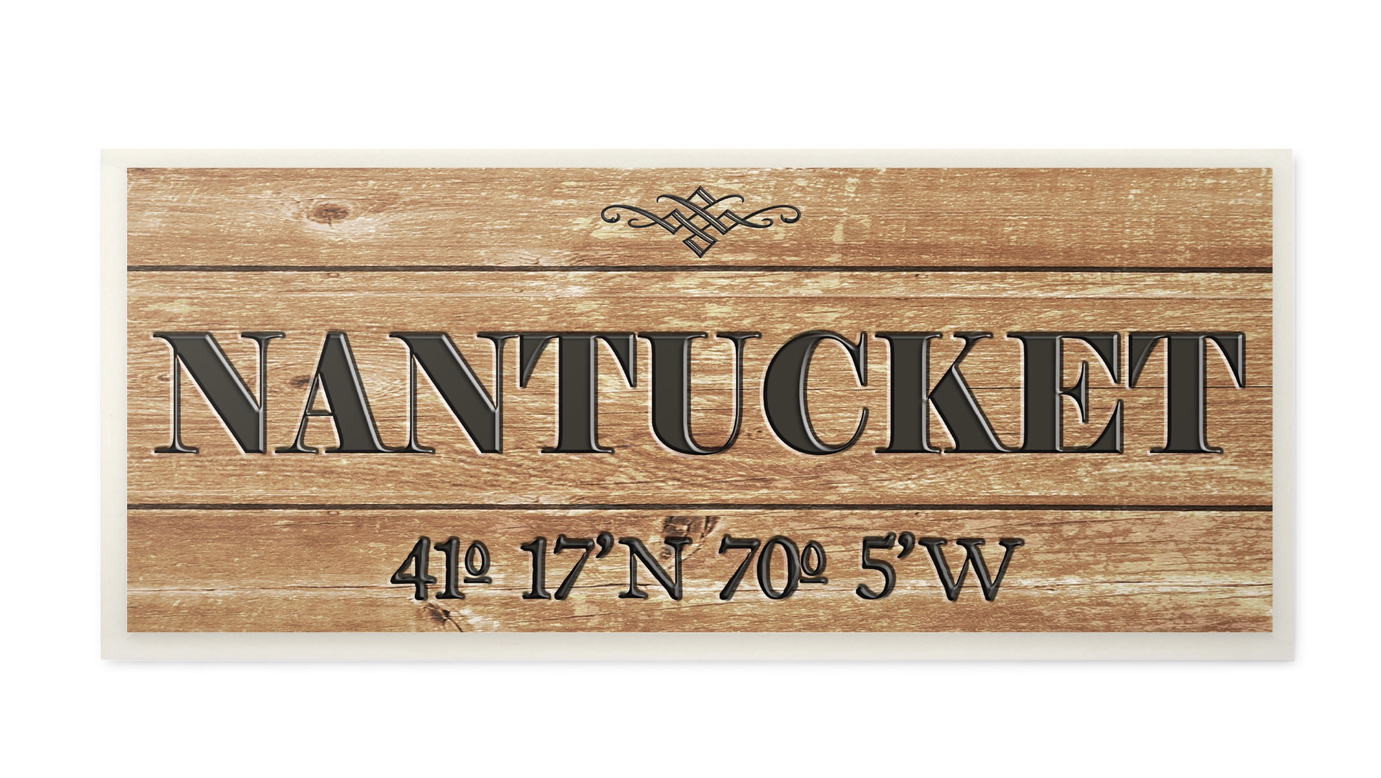 Stupell Industries Plank City Coordinates Nantucket Town & City Painting Unframed Art Print Wall Art, 7 x 17