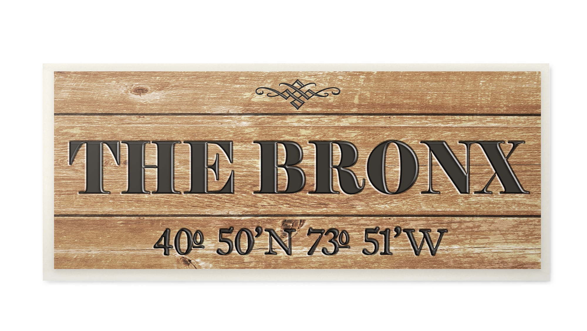 Stupell Industries Plank City Coordinates The Bronx Town & City Painting Unframed Art Print Wall Art, 7 x 17