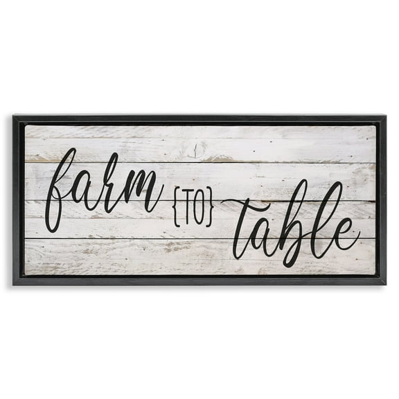 Stupell Industries Planked Style Farm to Table Food & Beverage Painting Black Floater Framed Canvas Art Print Wall Art, 25 x 11