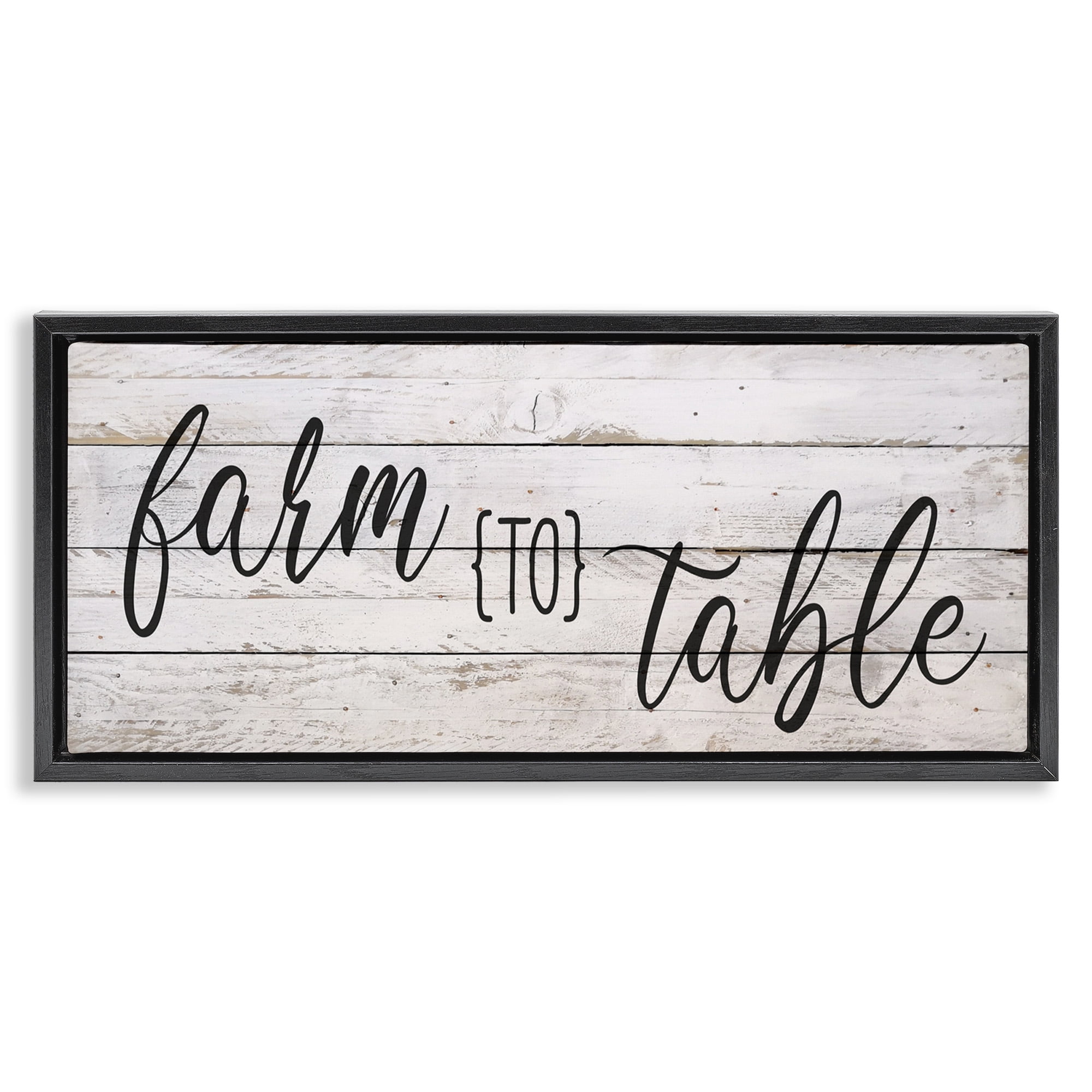 Stupell Industries Planked Style Farm to Table Food & Beverage Painting Black Floater Framed Canvas Art Print Wall Art, 31 x 14