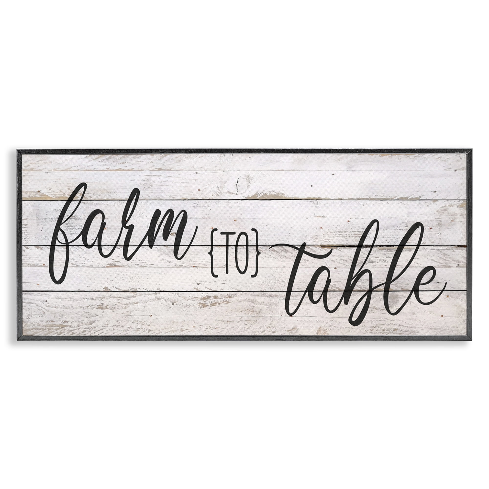 Stupell Industries Planked Style Farm to Table Food & Beverage Painting Black Framed Art Print Wall Art, 30 x 13