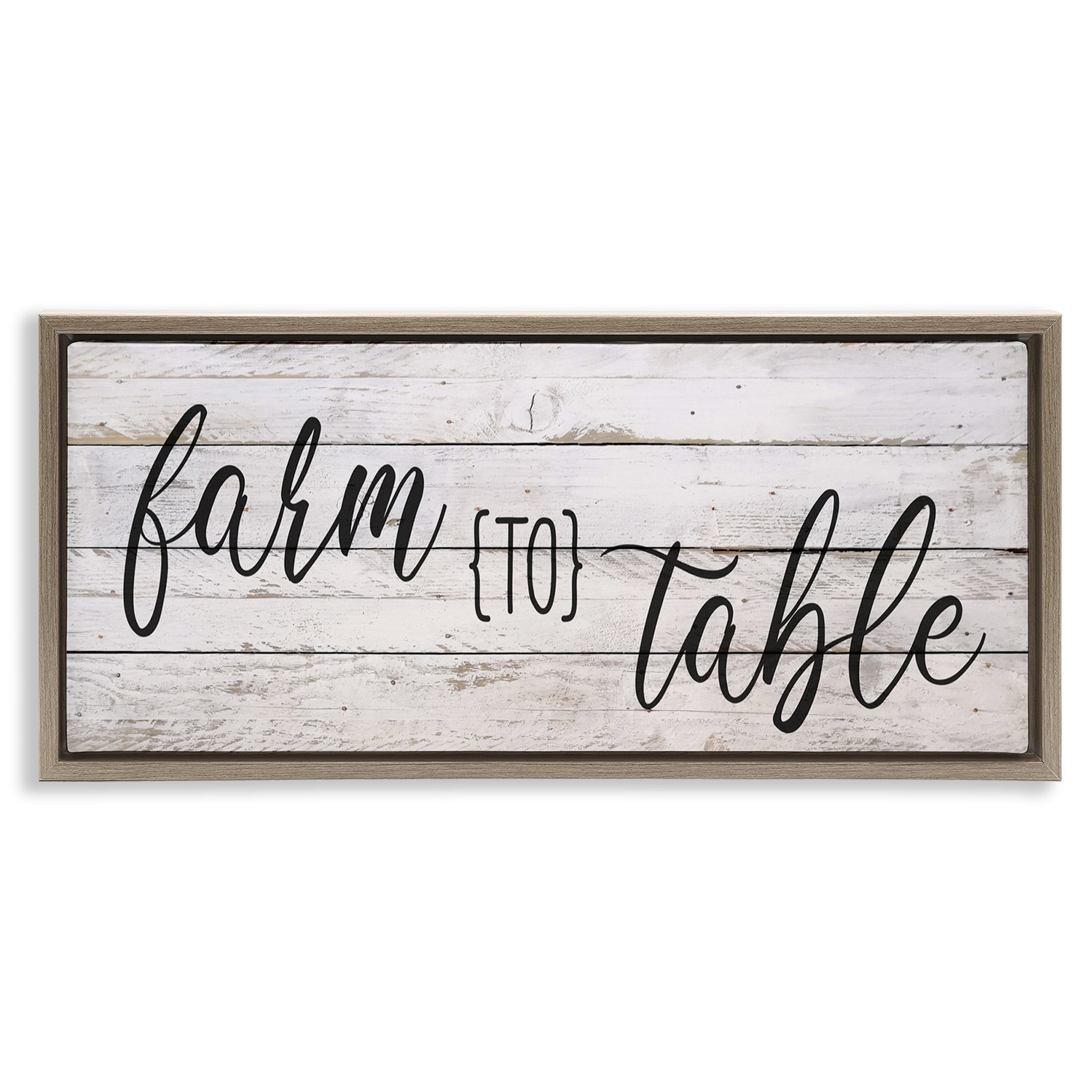 Stupell Industries Planked Style Farm to Table Food & Beverage Painting Brown Floater Framed Canvas Art Print Wall Art, 25 x 11