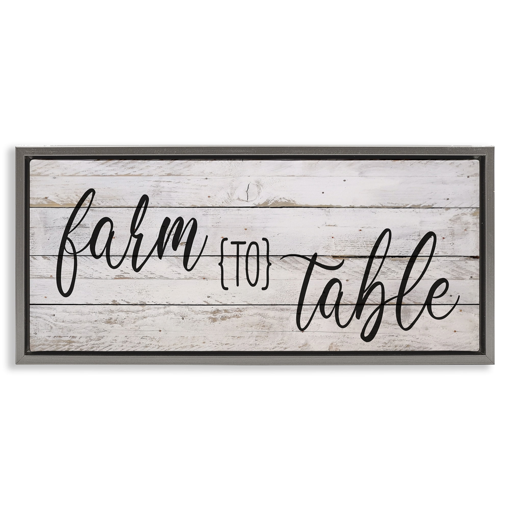 Stupell Industries Planked Style Farm to Table Food & Beverage Painting Gray Floater Framed Canvas Art Print Wall Art, 25 x 11