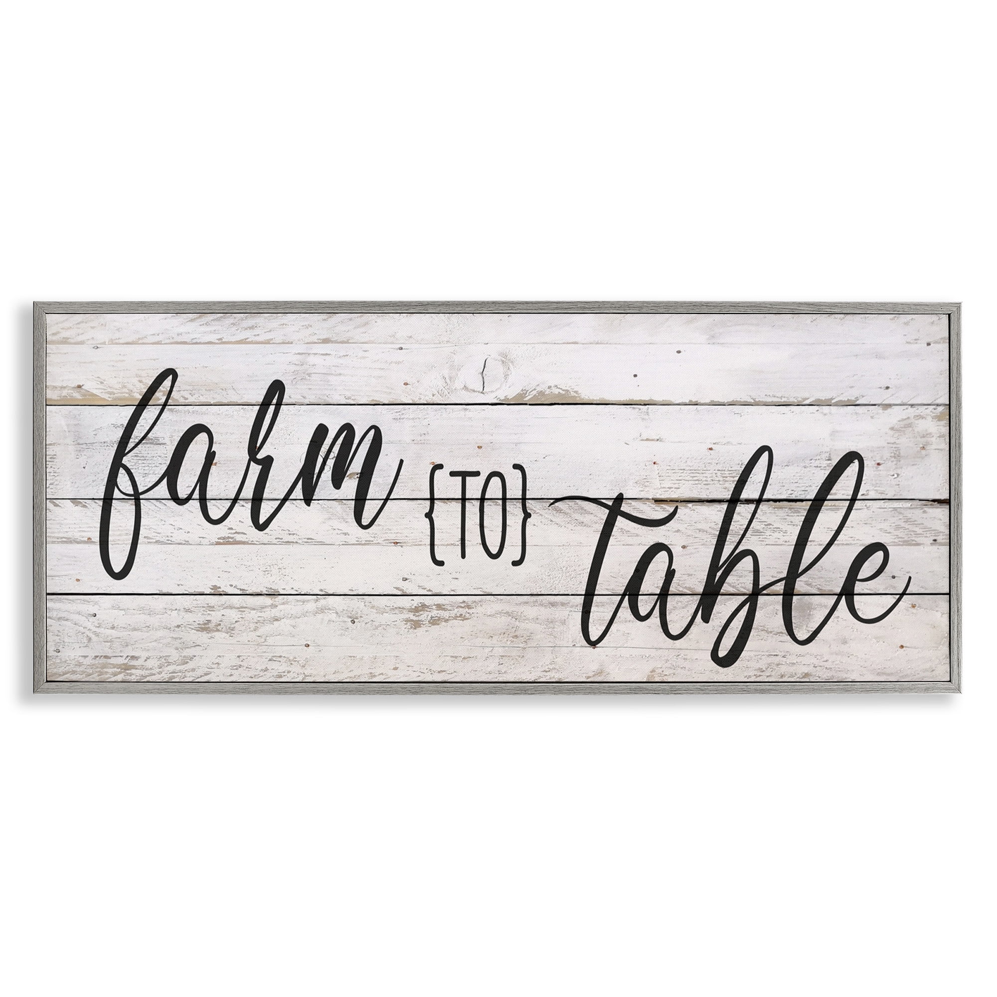 Stupell Industries Planked Style Farm to Table Food & Beverage Painting Gray Framed Art Print Wall Art, 24 x 10