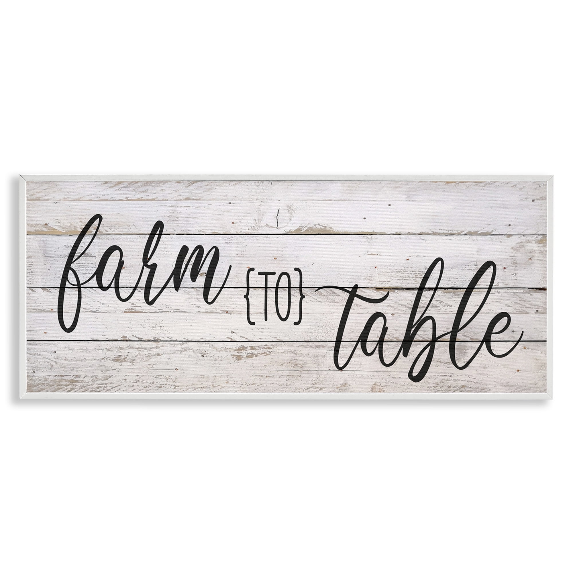 Stupell Industries Planked Style Farm to Table Food & Beverage Painting White Framed Art Print Wall Art, 24 x 10
