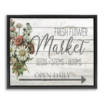 Stupell Industries Planked Style Fresh Flower Market Botanical & Floral Painting Black Floater Framed Canvas Art Print Wall Art, 21 x 17