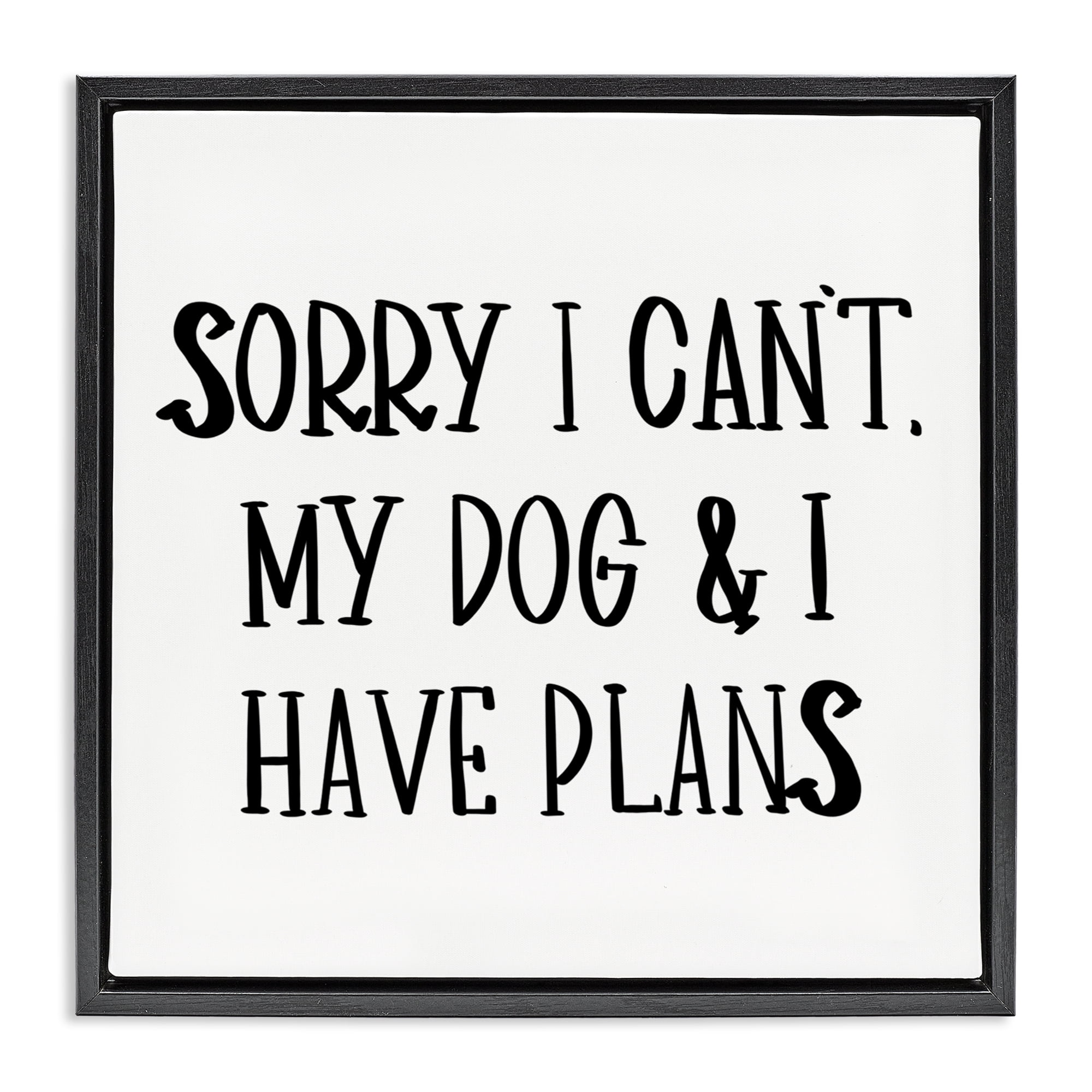 Stupell Industries Plans With Dog Text & Numbers Painting Black Floater Framed Canvas Art Print Wall Art, 25 x 25