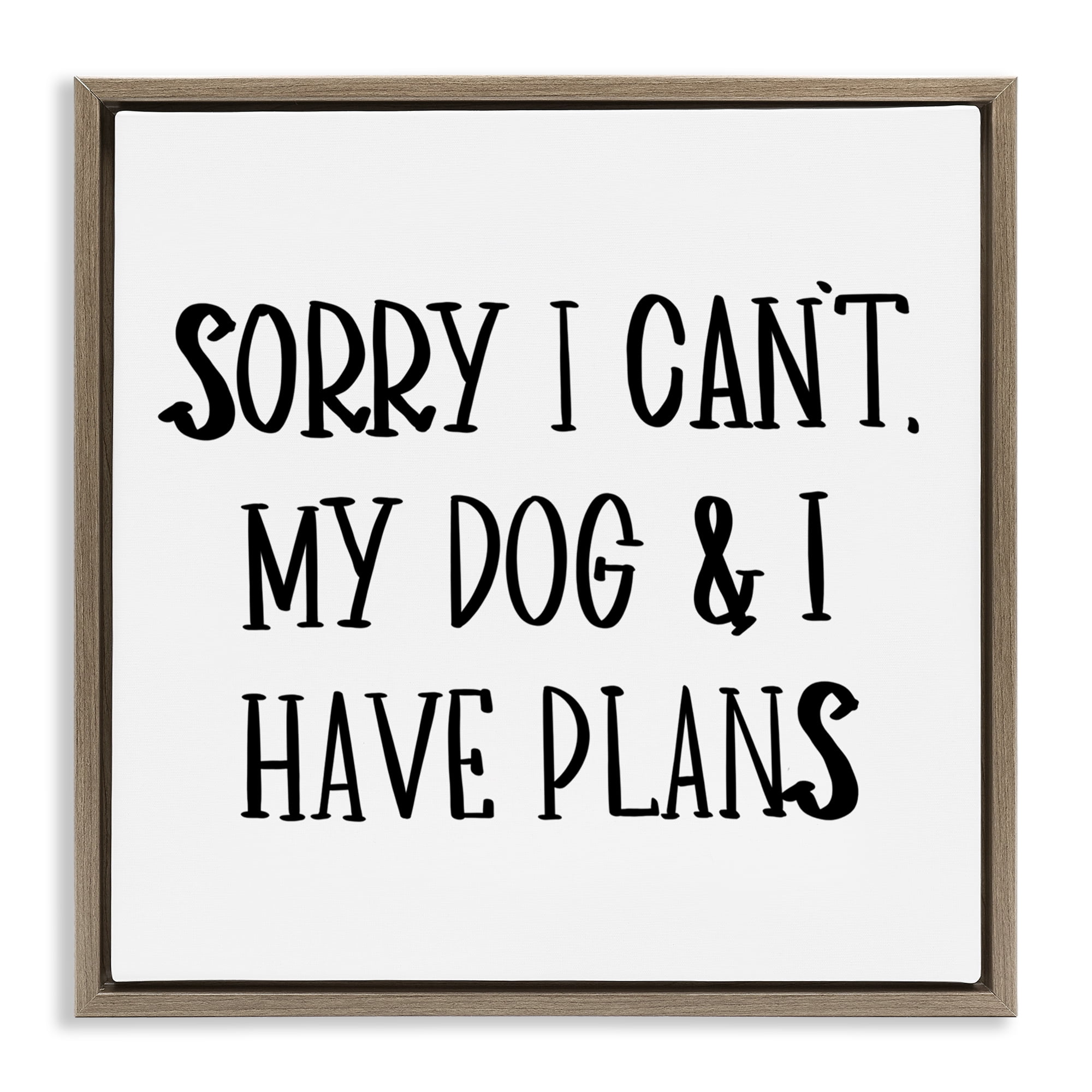 Stupell Industries Plans With Dog Text & Numbers Painting Brown Floater Framed Canvas Art Print Wall Art, 18 x 18