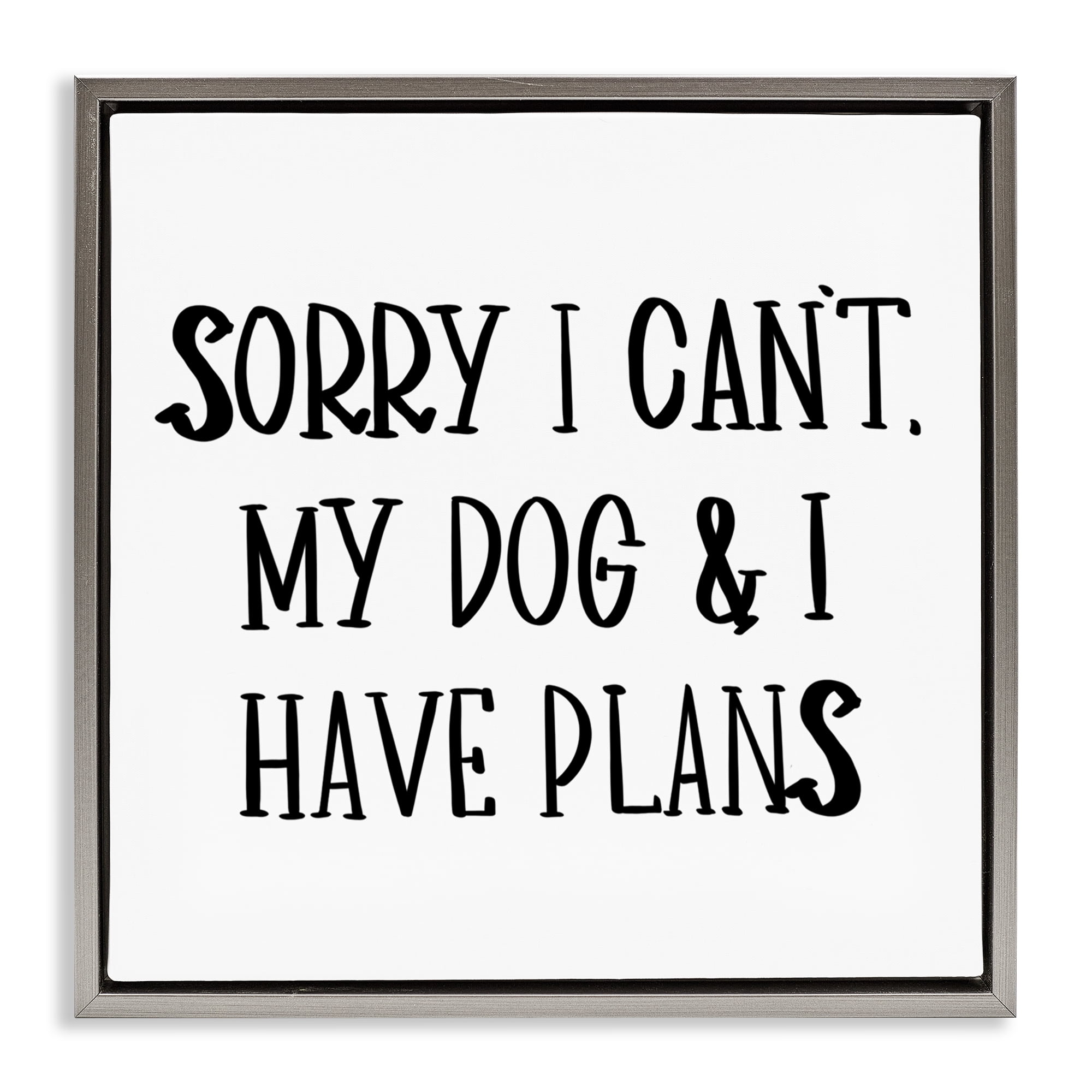 Stupell Industries Plans With Dog Text & Numbers Painting Gray Floater Framed Canvas Art Print Wall Art, 18 x 18